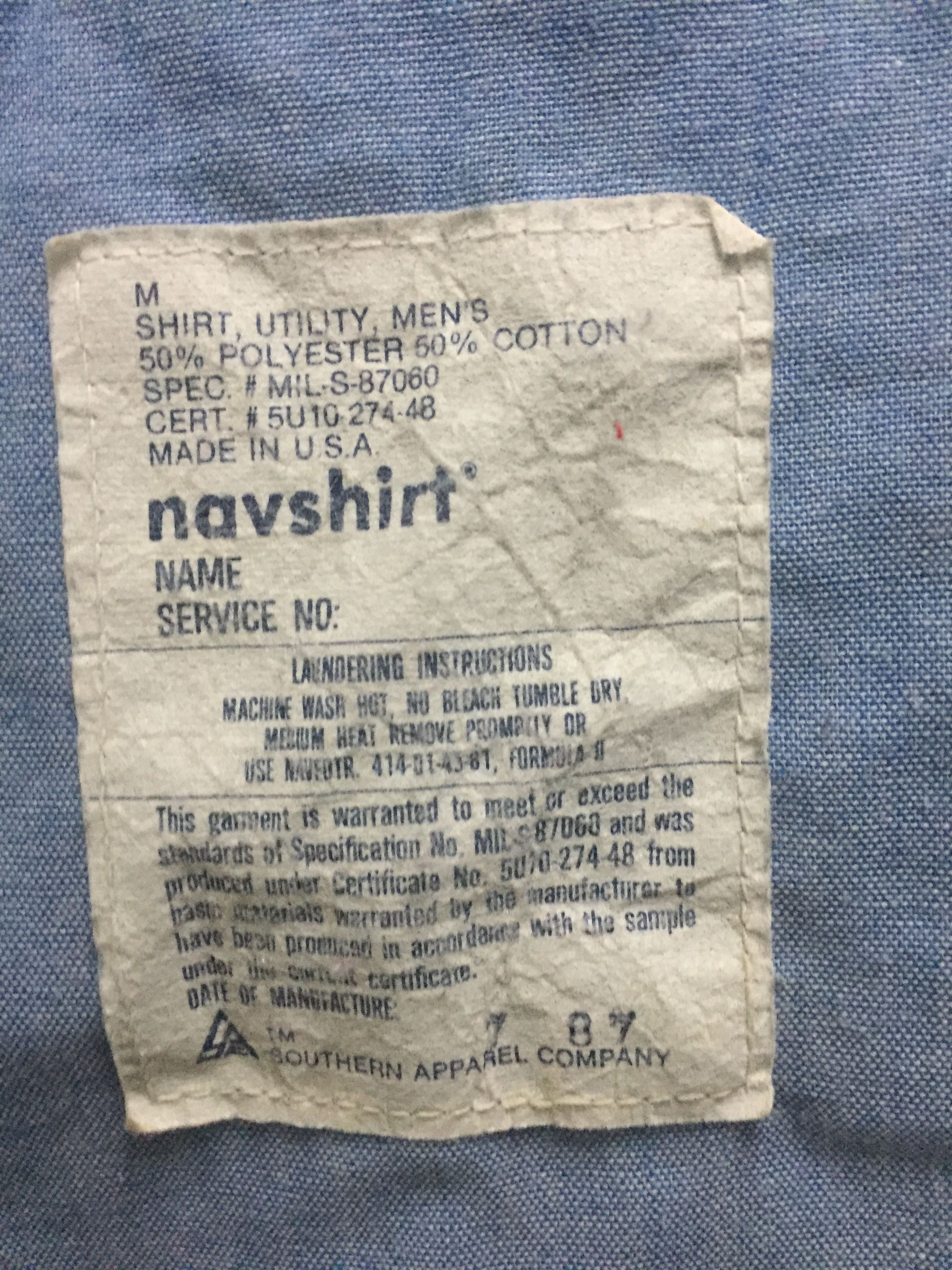 Vintage Navy Shirt Workers Size US XL / EU 56 / 4 - 2 Thumbnail