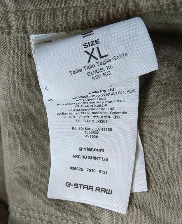 G-Star G-STAR RAW Arc 3D Shirt Dune Oak Overdye long sleeve Size US XL / EU 56 / 4 - 5 Thumbnail