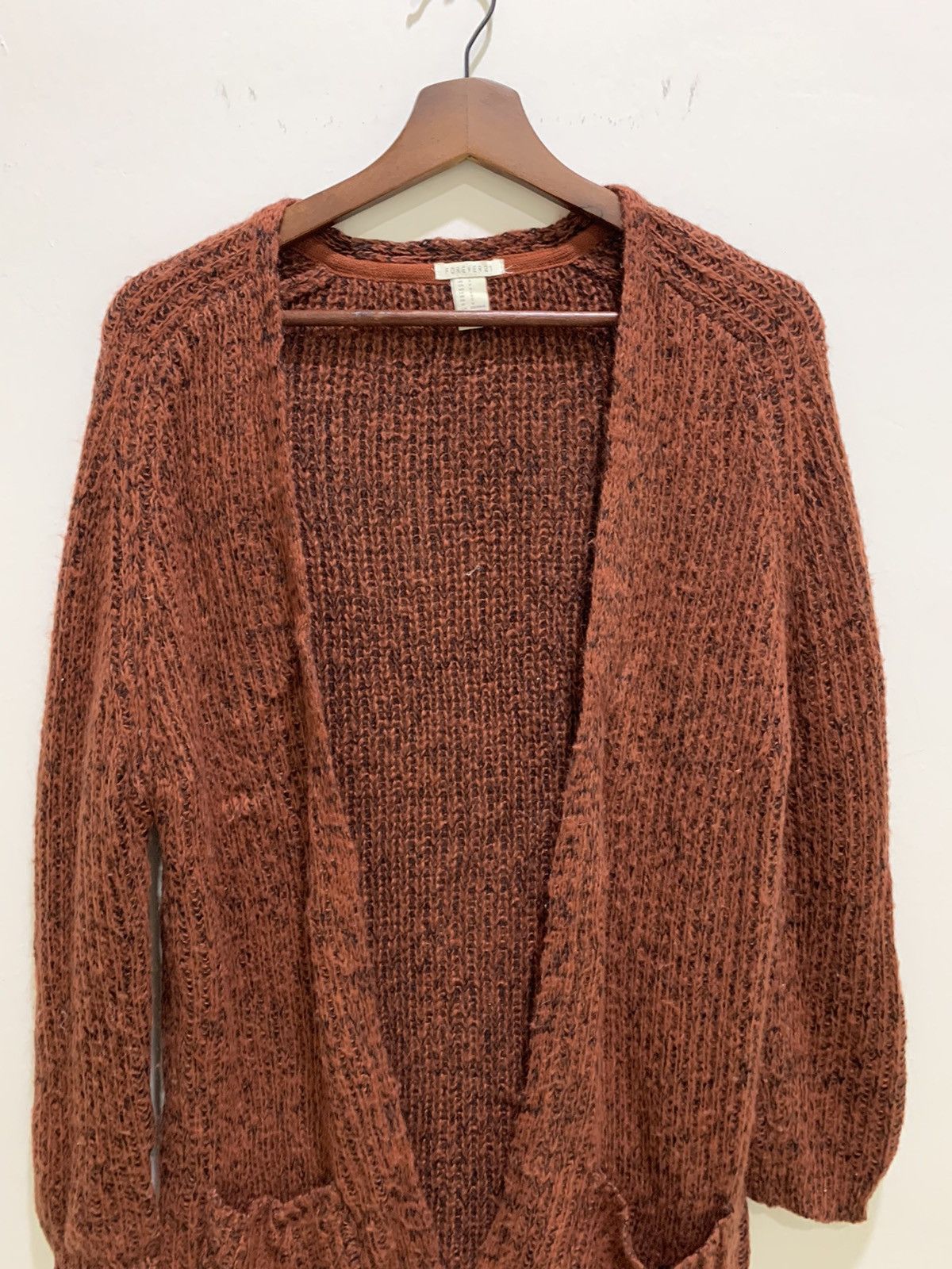 Designer × Forever 21 FOREVER21 Mohair Wool Pocket Aran Knitwear Cardigan Sweater Size M / US 6-8 / IT 42-44 - 3 Thumbnail