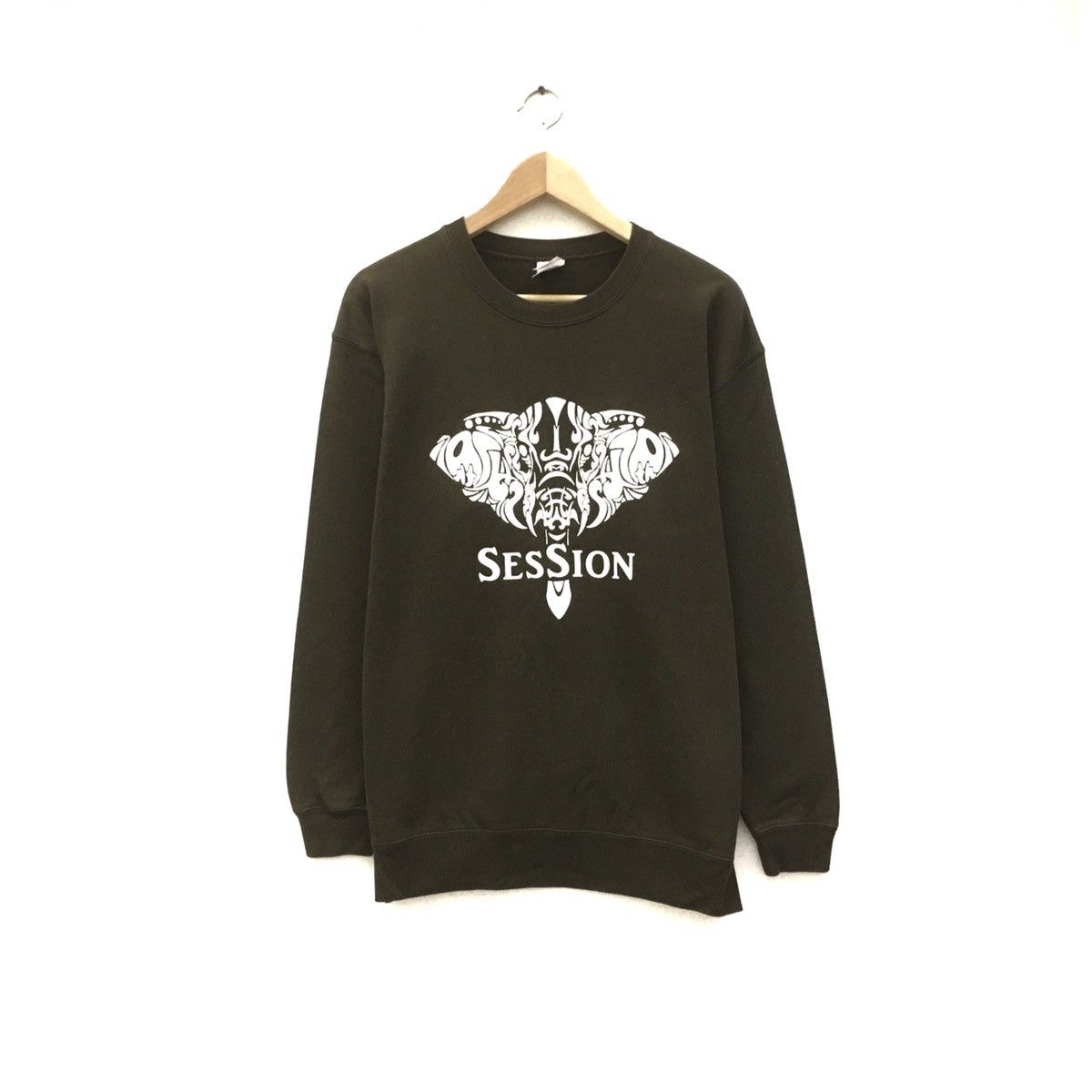 image of Powell Peralta x Sessions Vintage Session Sweatshirt Biglogo Art Design in Green, Men's (Size Large