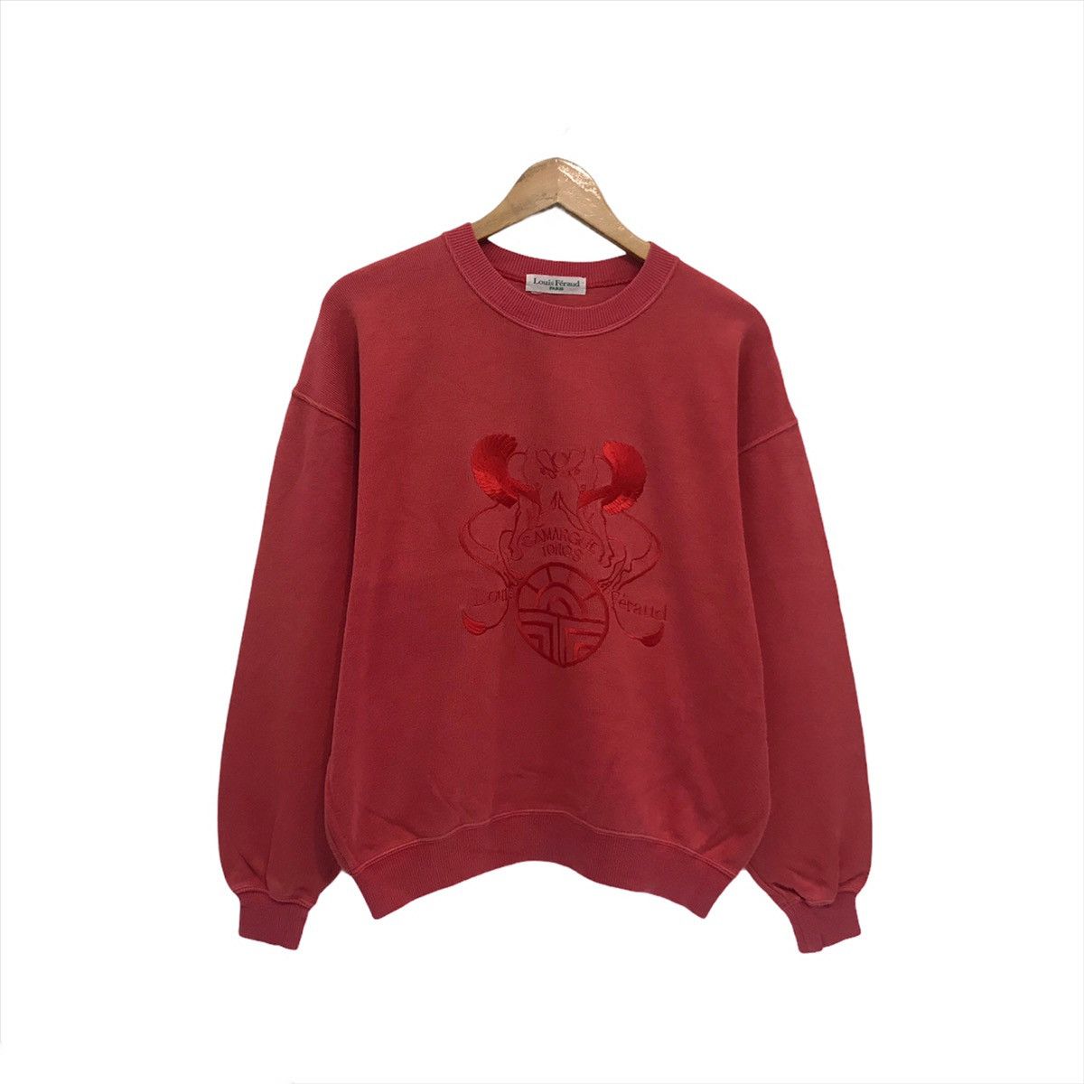 image of Archival Clothing x Louis Feraud Vintage Louis Feraud Sweatshirt Embroidery Camargue Toros in Red (
