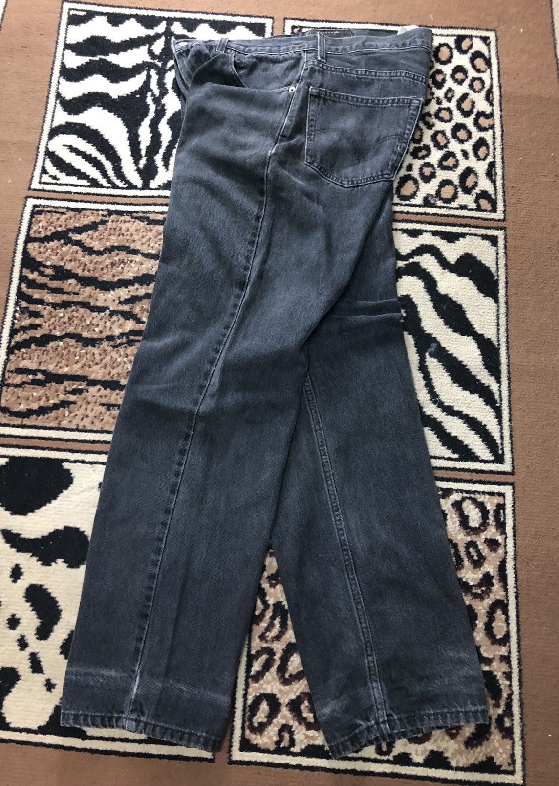 Levi's × Levi's Vintage Clothing × Vintage VINTAGE 90s LEVIS 550 RELAXED FIT SUPER BLACK DENIM Size US 33 - 13 Thumbnail