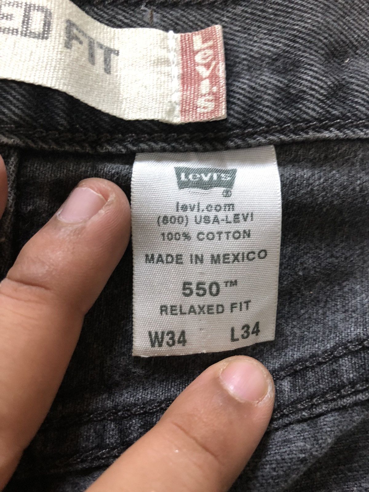 Levi's × Levi's Vintage Clothing × Vintage VINTAGE 90s LEVIS 550 RELAXED FIT SUPER BLACK DENIM Size US 33 - 7 Thumbnail