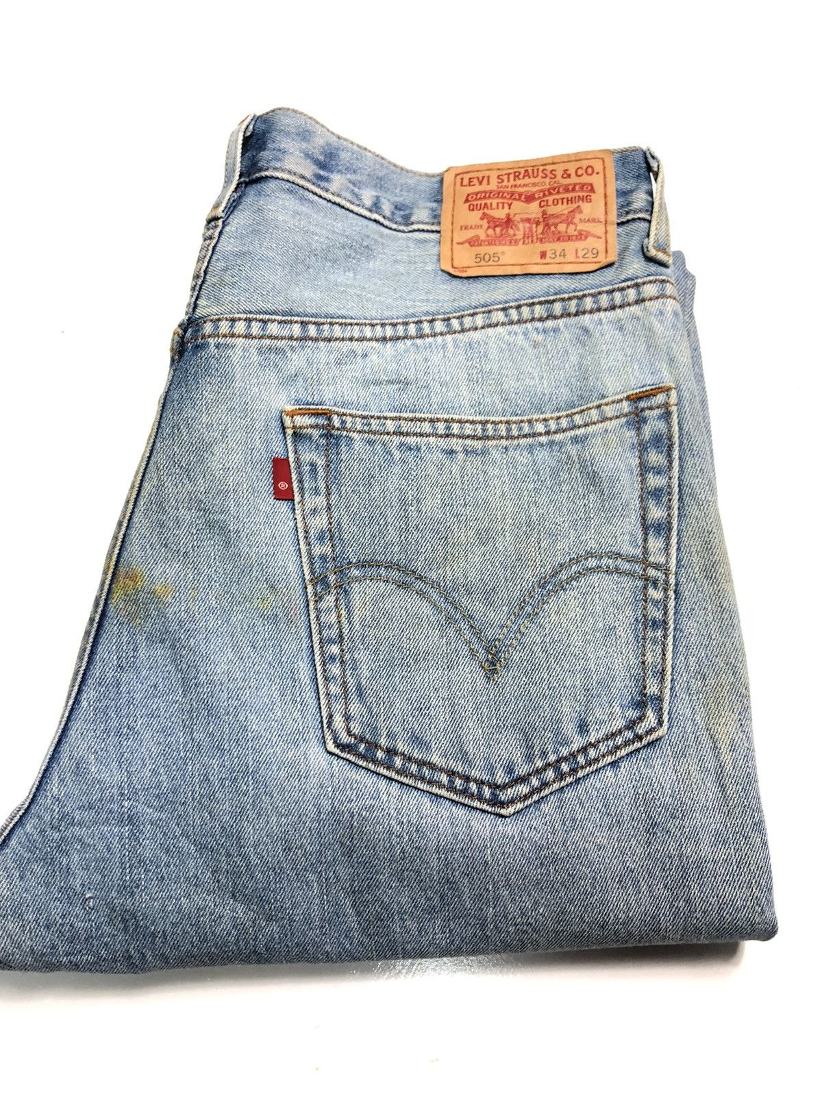 Levi's Vintage Clothing × Vintage VINTAGE 90s LEVIS 505 REGULAR FIT BLUE WASH DENIM Size US 34 / EU 50 - 17 Thumbnail