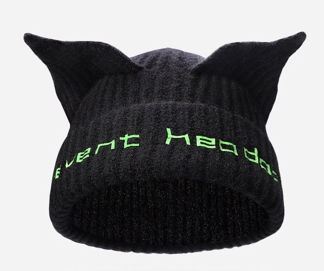 Japanese Brand Aesthetic chunky cat ears knit beanie hat Size ONE SIZE - 1 Thumbnail