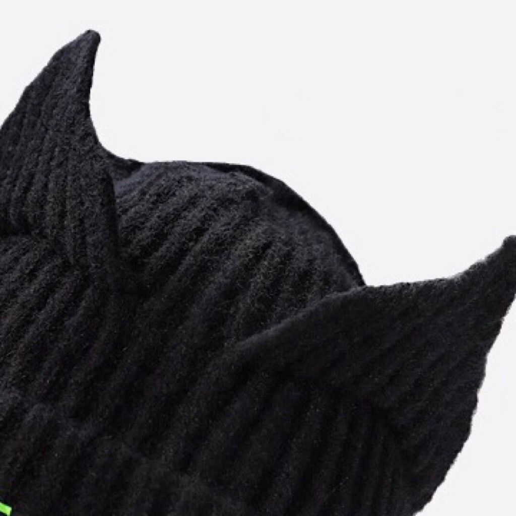 Japanese Brand Aesthetic chunky cat ears knit beanie hat Size ONE SIZE - 4 Thumbnail