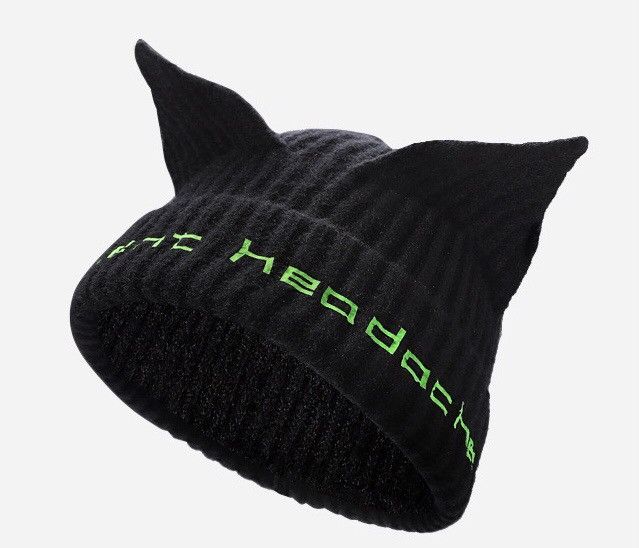 Japanese Brand Aesthetic chunky cat ears knit beanie hat Size ONE SIZE - 2 Thumbnail
