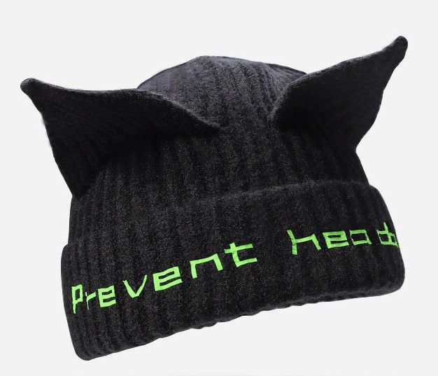 Japanese Brand Aesthetic chunky cat ears knit beanie hat Size ONE SIZE - 3 Thumbnail