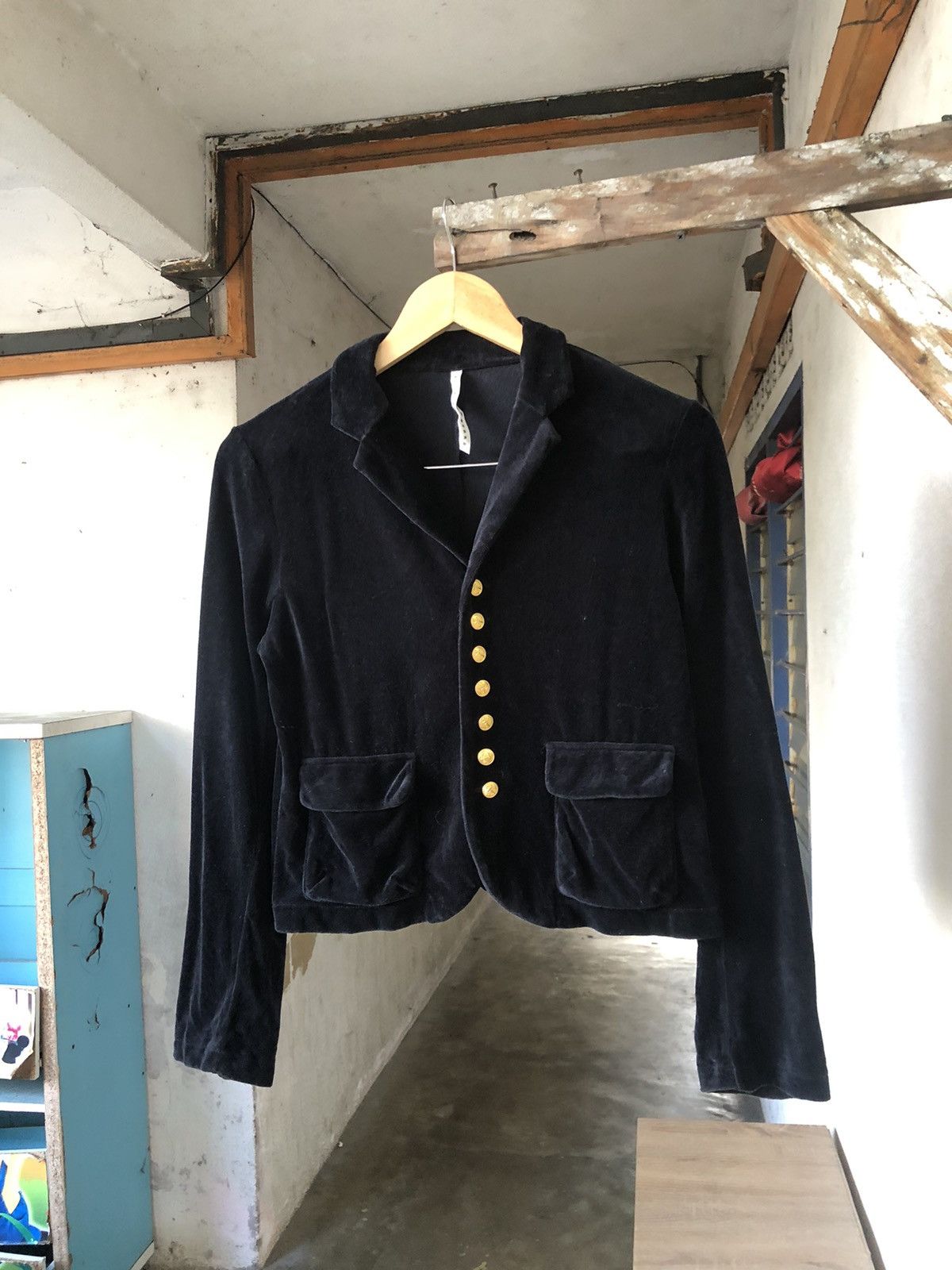 Issey Miyake Sunao Kuwahara by Issey Miyake Velvet Blazer Crop Top Size M / US 6-8 / IT 42-44 - 4 Thumbnail
