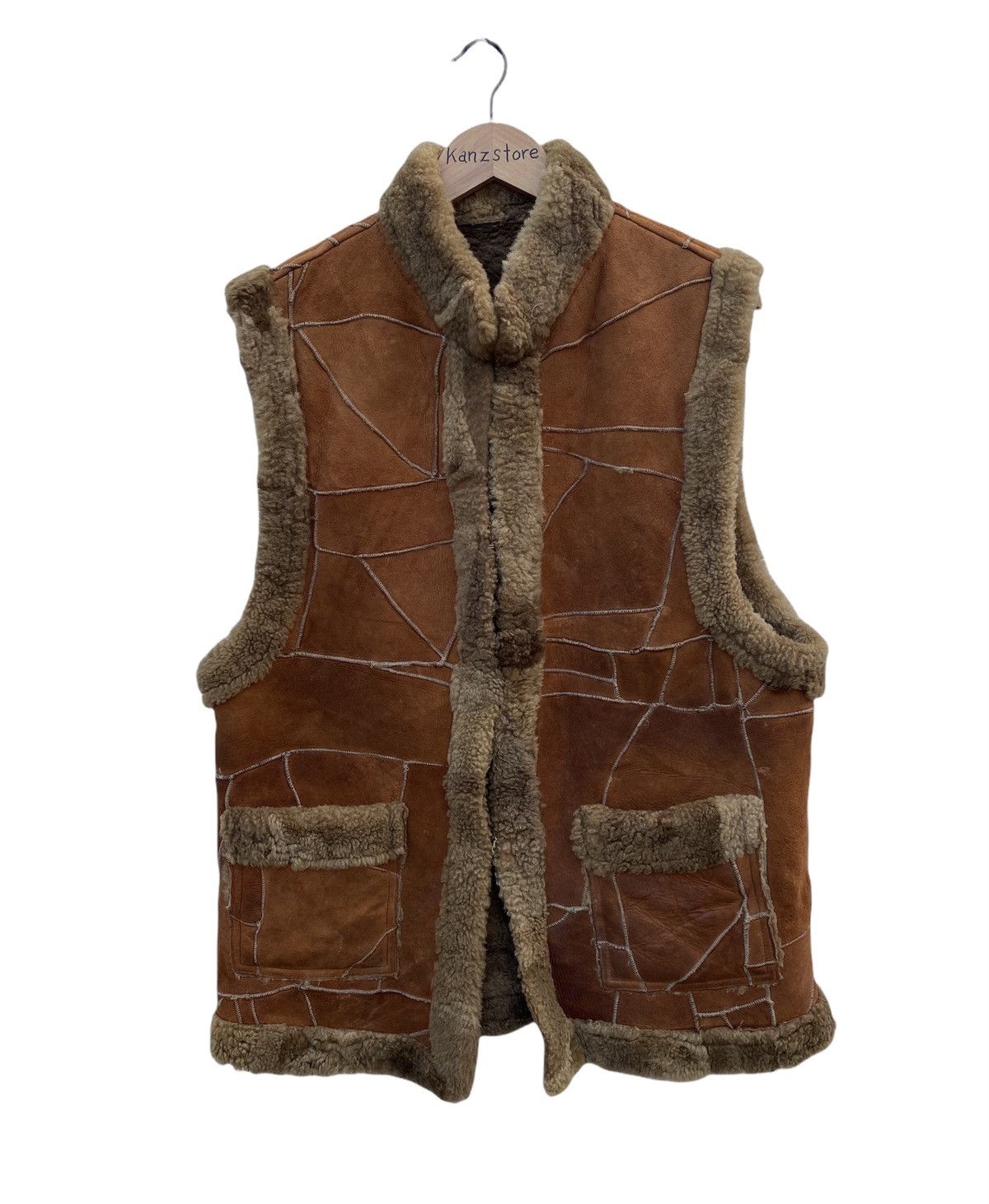 Leather Vintage Custom Made Leather Shearling Jacket Size US M / EU 48-50 / 2 - 1 Thumbnail