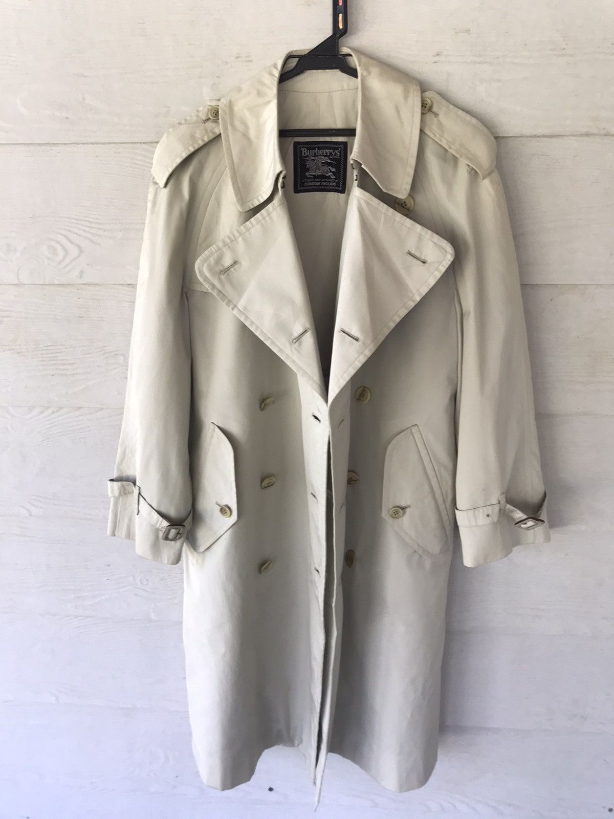 image of Vintage Burberrys Cream Trance Coat England, Men's (Size Medium)