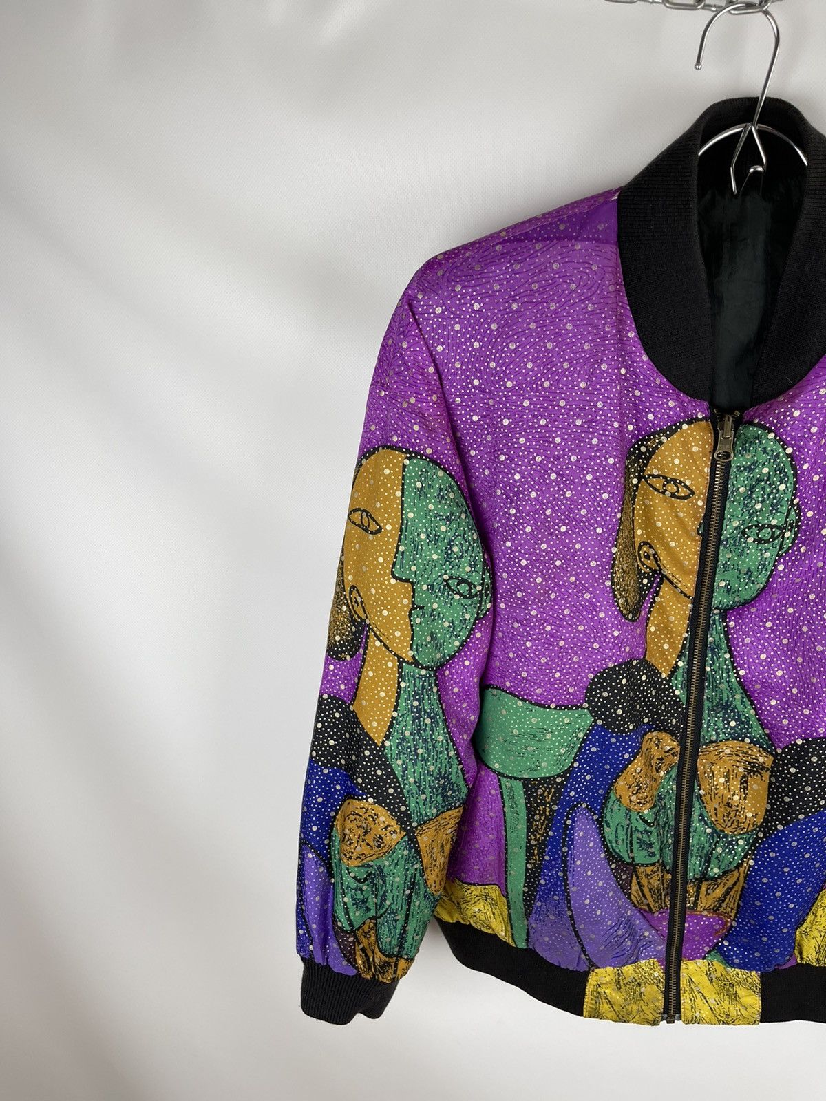 Vintage Hot Spices Reversible nylon bomber Picasso style surreal Size US L / EU 52-54 / 3 - 2 Thumbnail