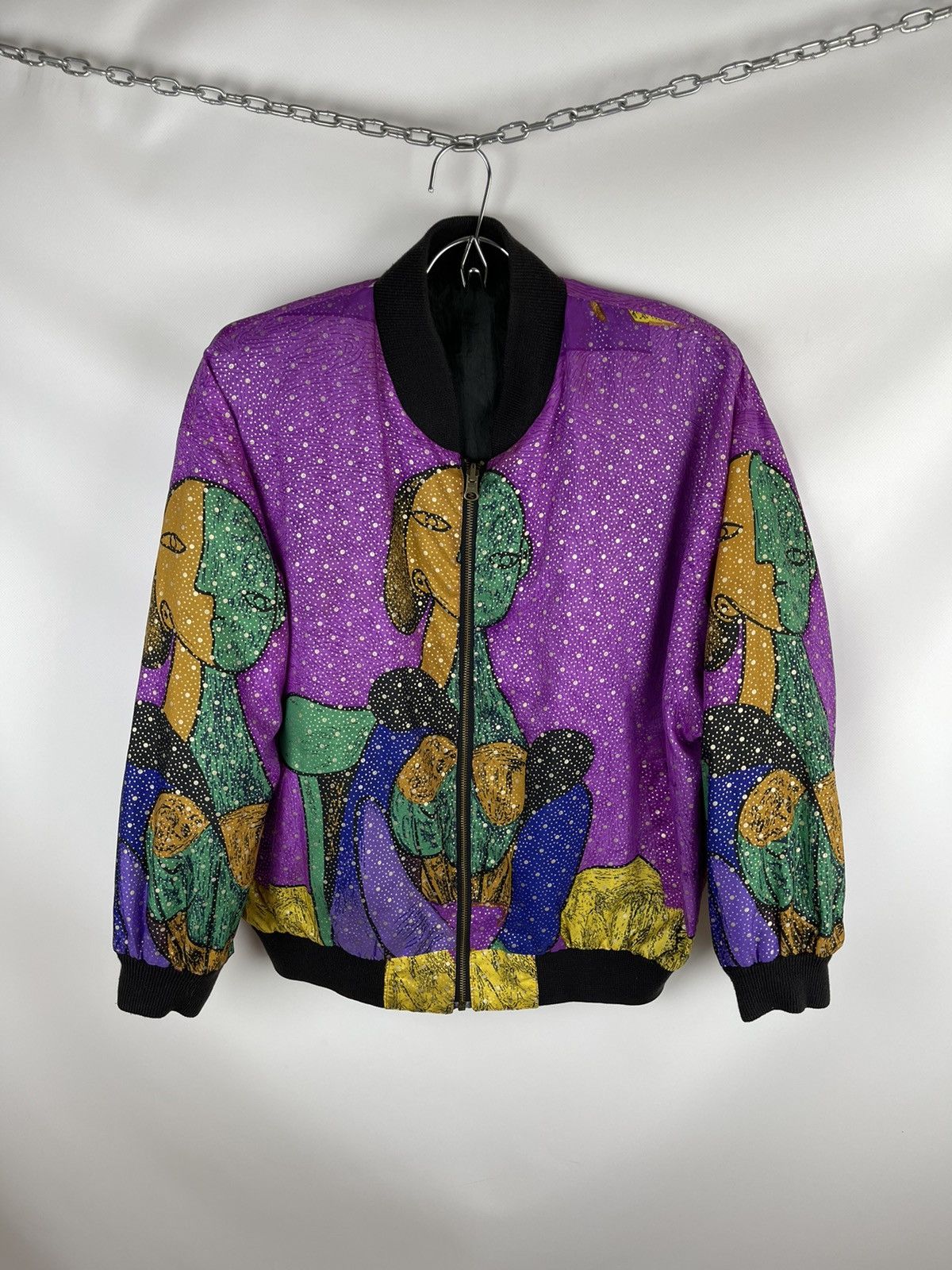 Vintage Hot Spices Reversible nylon bomber Picasso style surreal Size US L / EU 52-54 / 3 - 1 Thumbnail