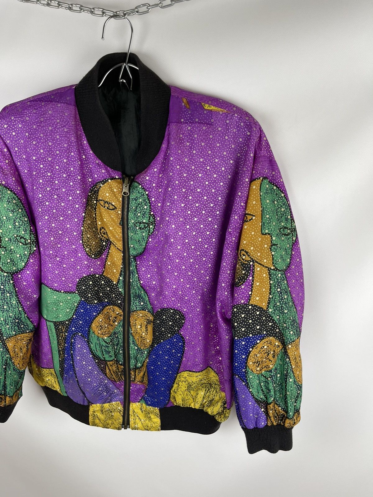 Vintage Hot Spices Reversible nylon bomber Picasso style surreal Size US L / EU 52-54 / 3 - 3 Thumbnail