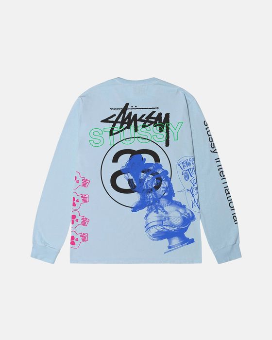 Stussy Test Strike Pigment Dyed L/S T-Shirt - Sky Blue | Grailed