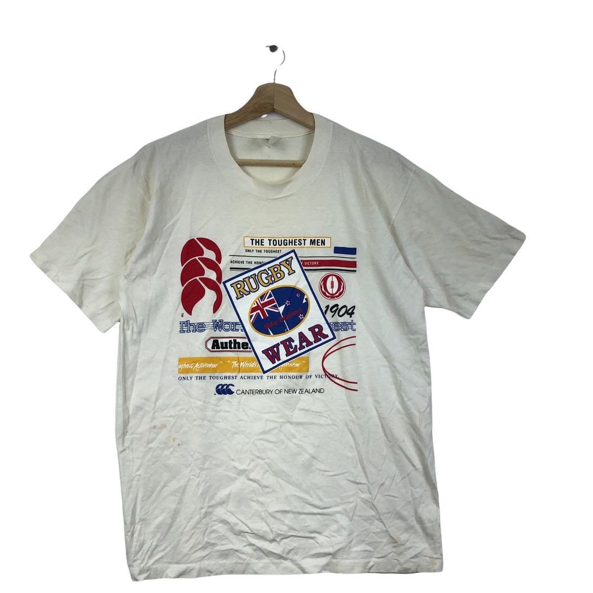 Vtg CANTERBURY NEW ZEALAND Rugby Tee Shirt All Blacks
