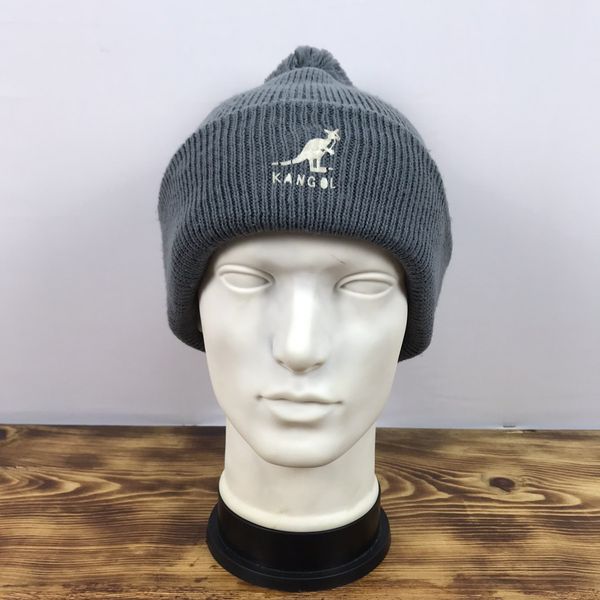 Kangol KANGOL Solid Grey Pom Pom Beanie Hat Made in Great Britain