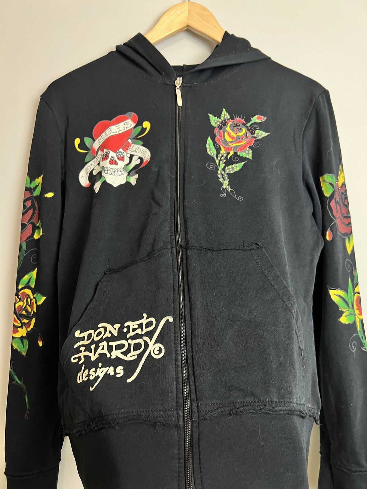 Ed Hardy Rare Y2K Ed Hardy Skull Hoodie Love Kills Slowly Hype Drip Size L / US 10 / IT 46 - 3 Thumbnail