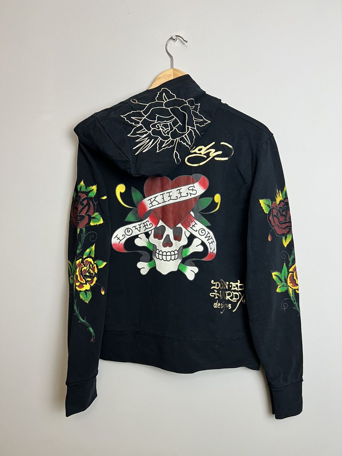 Ed Hardy graphic zip 2024 hoodie “Love kills slowly”