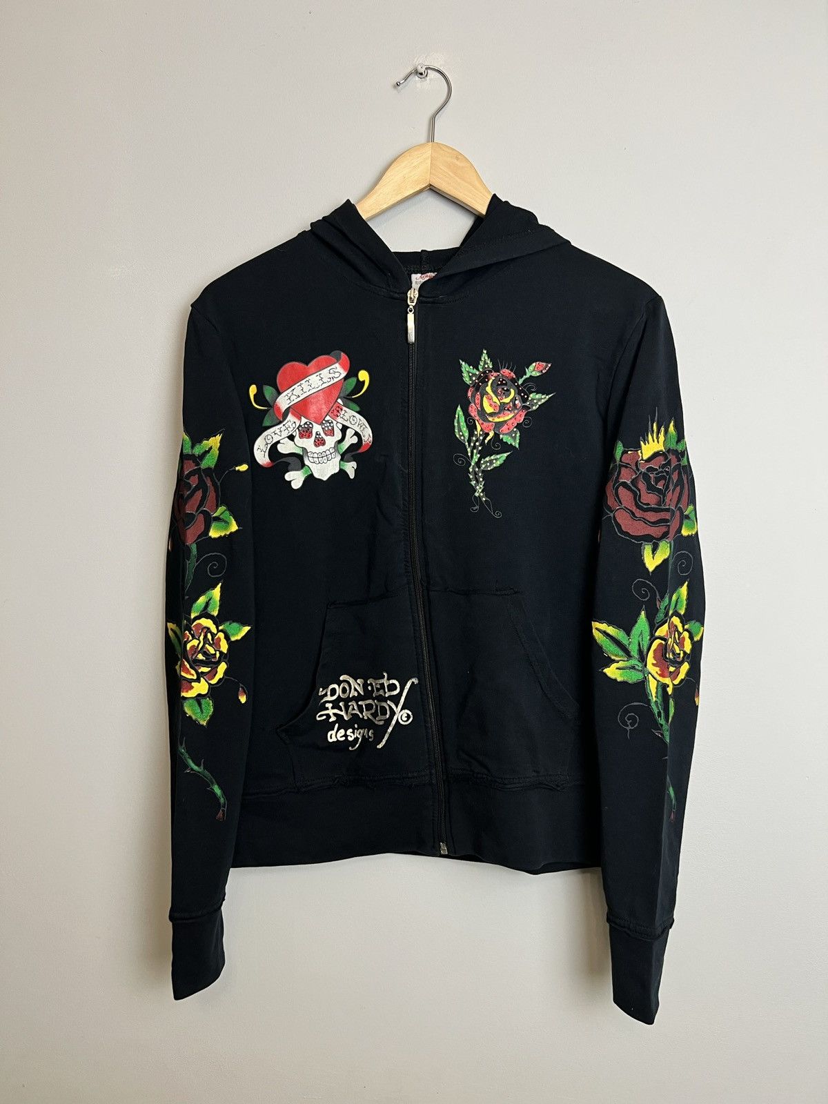 Ed Hardy Rare Y2K Ed Hardy Skull Hoodie Love Kills Slowly Hype Drip Size L / US 10 / IT 46 - 2 Thumbnail