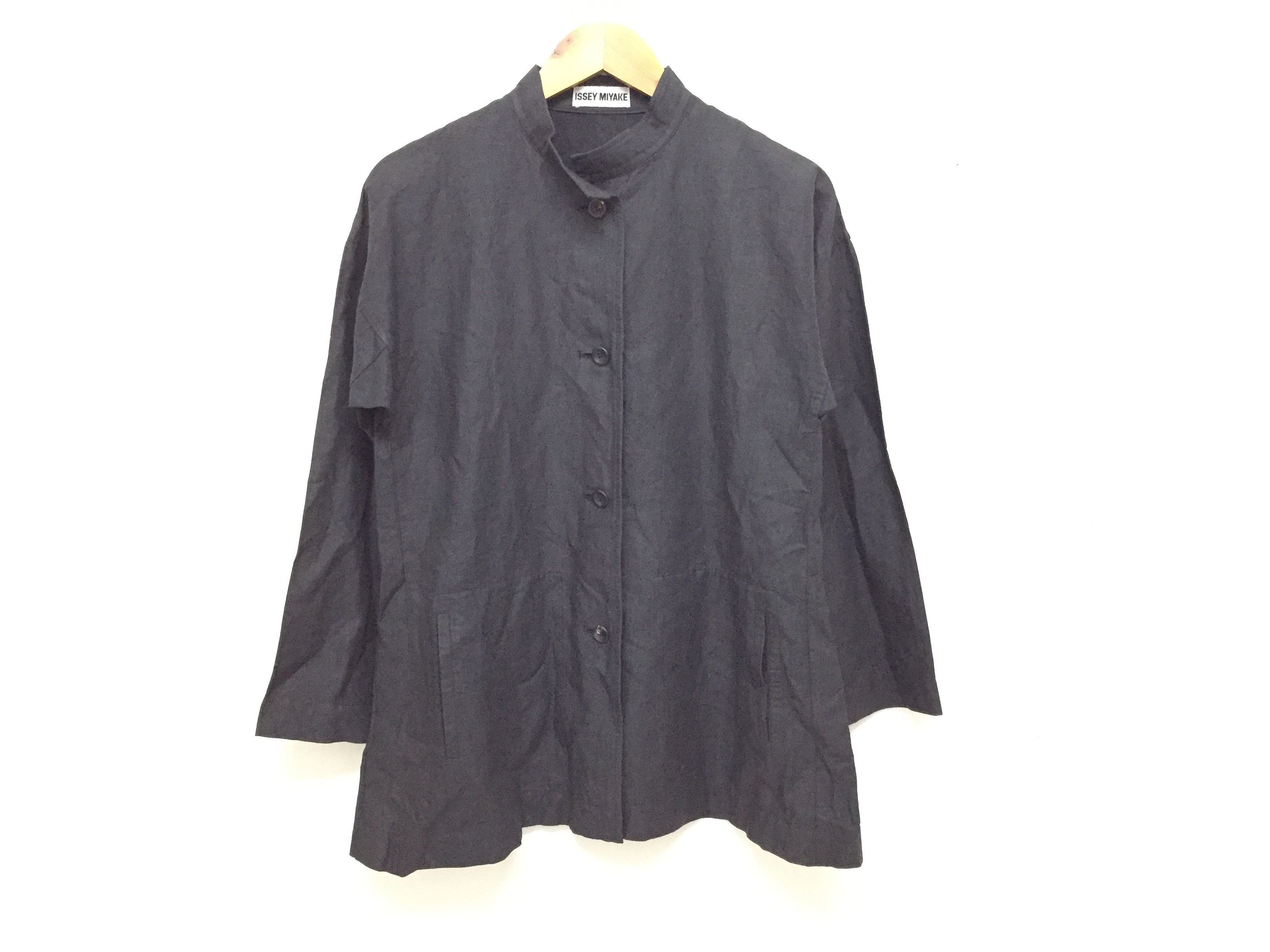 Issey Miyake 90's Mandarin collar Mix Linen button up overshirt jacket Size M / US 6-8 / IT 42-44 - 2 Thumbnail