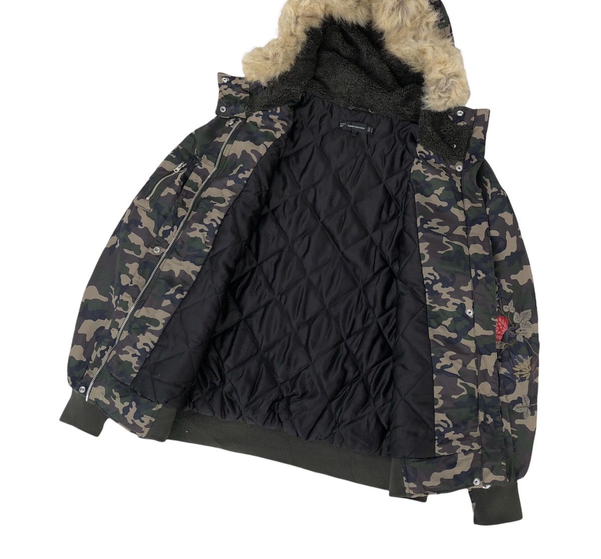 Zara Zara Camouflage Floral Embroidered Fur Hooded Jacket Coat Size M / US 6-8 / IT 42-44 - 6 Thumbnail