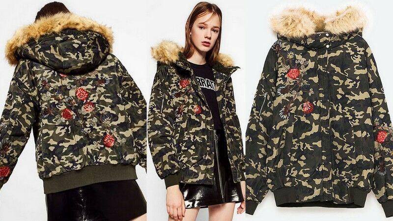 Zara Zara Camouflage Floral Embroidered Fur Hooded Jacket Coat Size M / US 6-8 / IT 42-44 - 2 Thumbnail