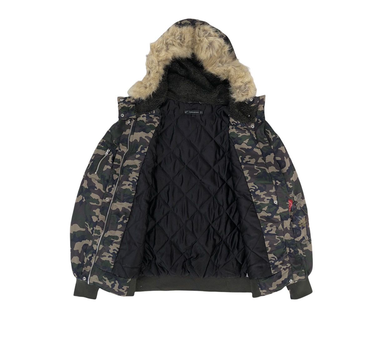 Zara Zara Camouflage Floral Embroidered Fur Hooded Jacket Coat Size M / US 6-8 / IT 42-44 - 5 Thumbnail