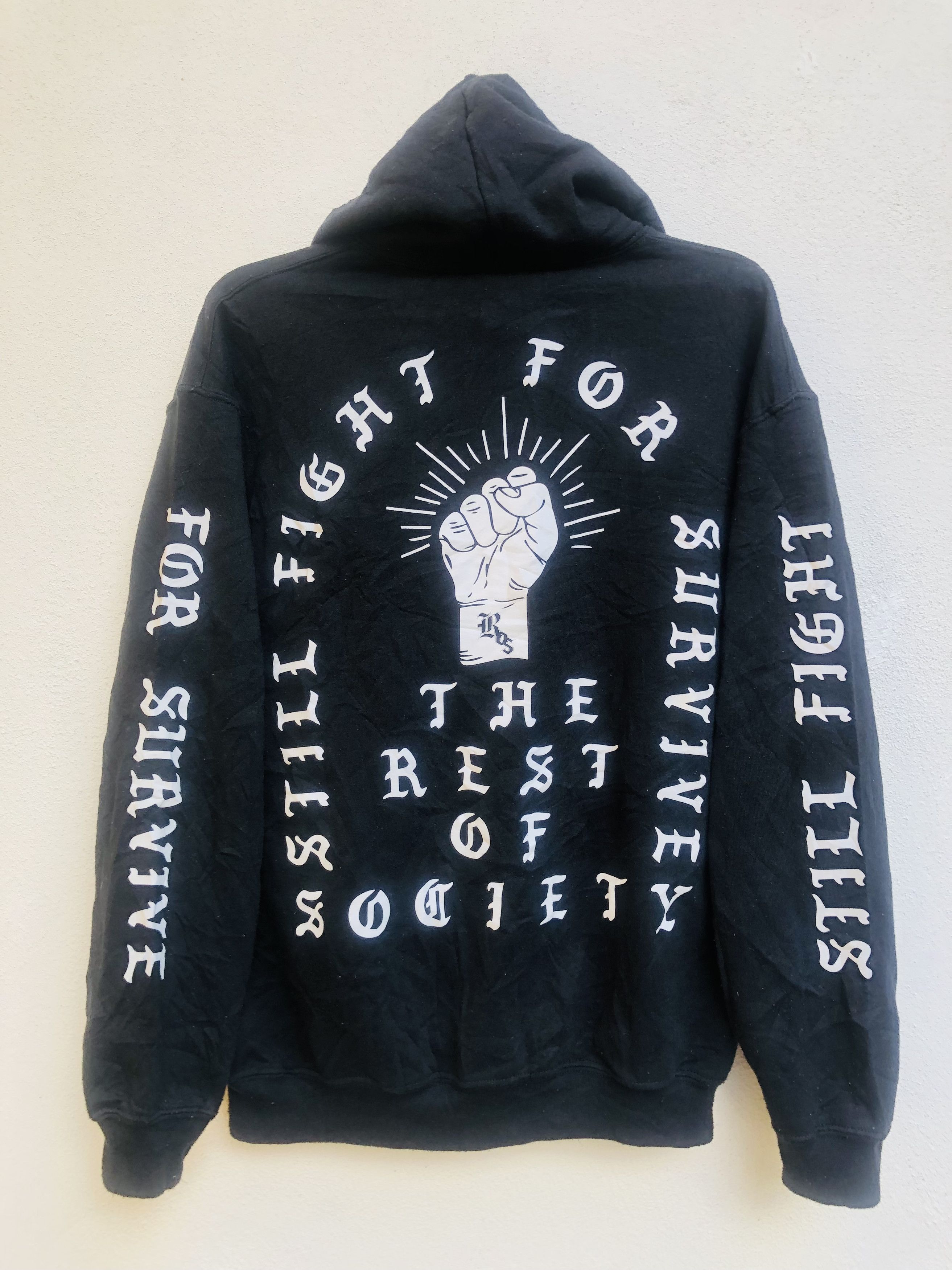image of Vintage Fight For Survive Streetwear Fashion Style in Black, Men's (Size Medium)