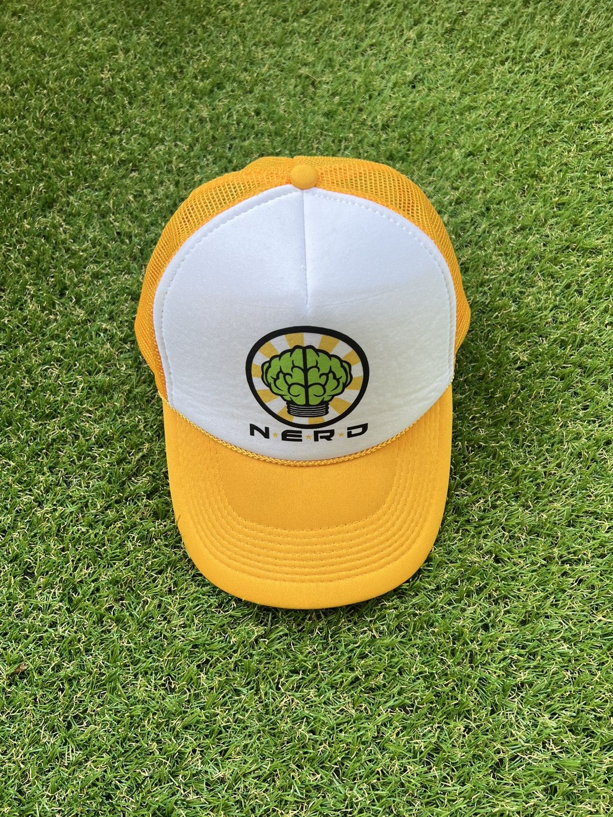 image of 2000S Pharrell N.e.r.d. Trucker Hat in Yellow, Men's