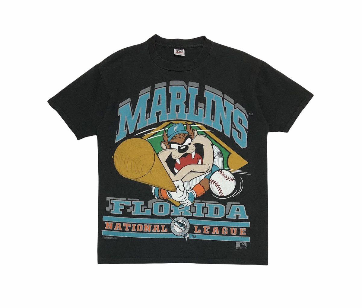 Cartoon Network Vtg Florida Marlins Tasmanian 90s T-shirt MLB Looney Tunes Size US XL / EU 56 / 4 - 1 Thumbnail