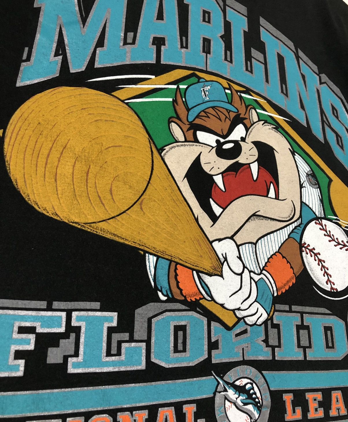 Cartoon Network Vtg Florida Marlins Tasmanian 90s T-shirt MLB Looney Tunes Size US XL / EU 56 / 4 - 7 Thumbnail