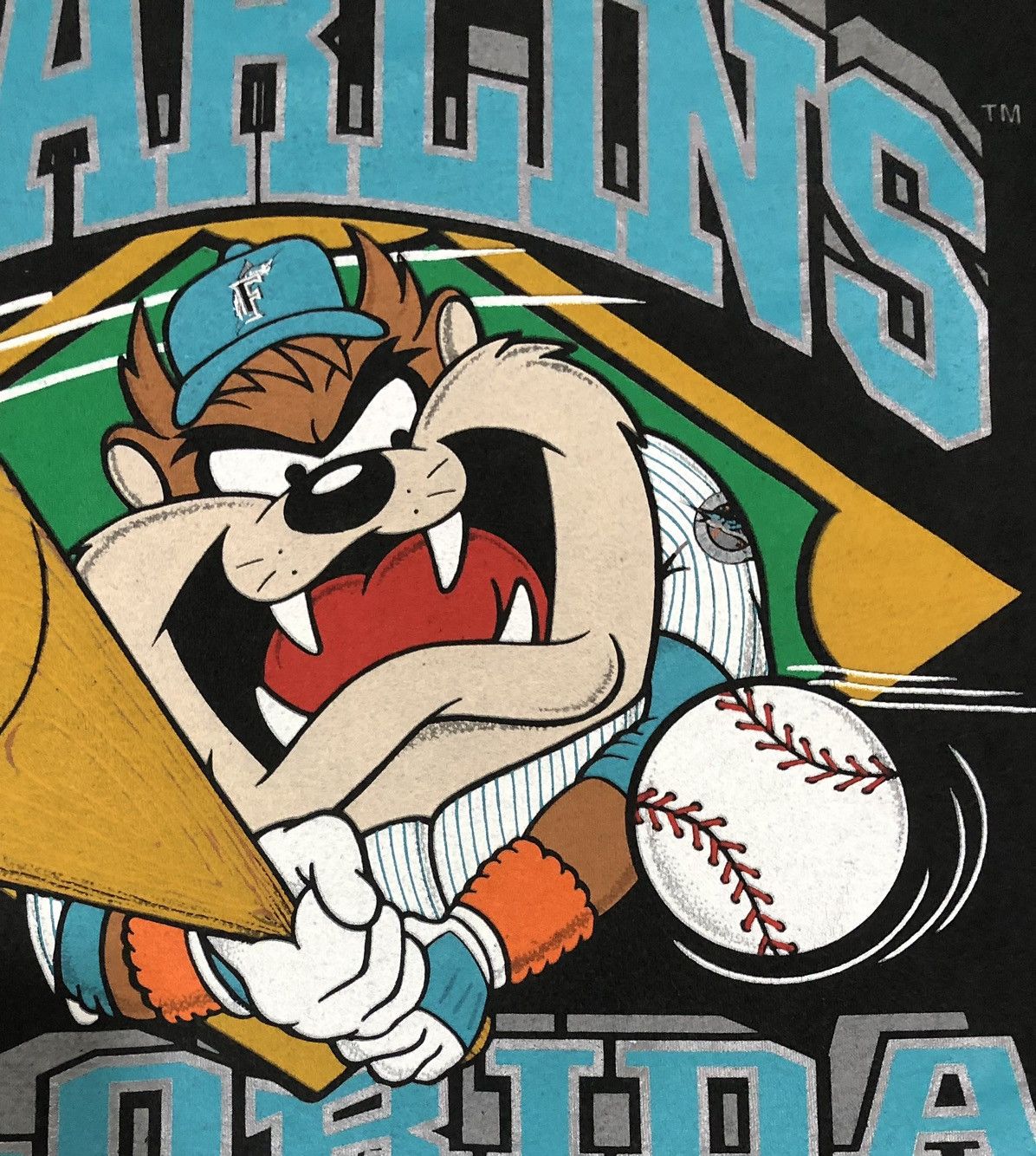 Cartoon Network Vtg Florida Marlins Tasmanian 90s T-shirt MLB Looney Tunes Size US XL / EU 56 / 4 - 8 Thumbnail