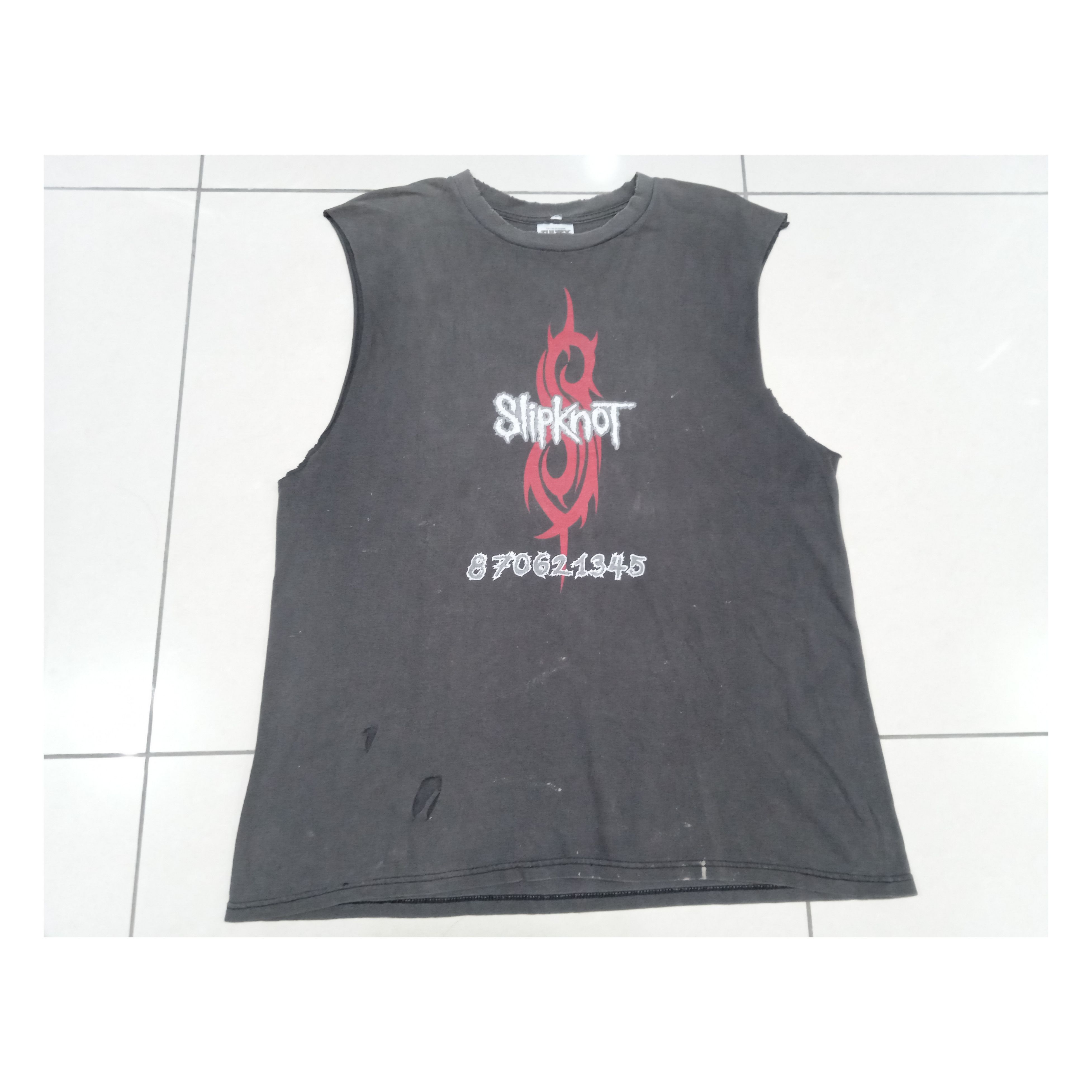 Vintage Vintage 90s Slipknot Slasher Cutoffs Tank Thrashed Size US XL / EU 56 / 4 - 1 Thumbnail