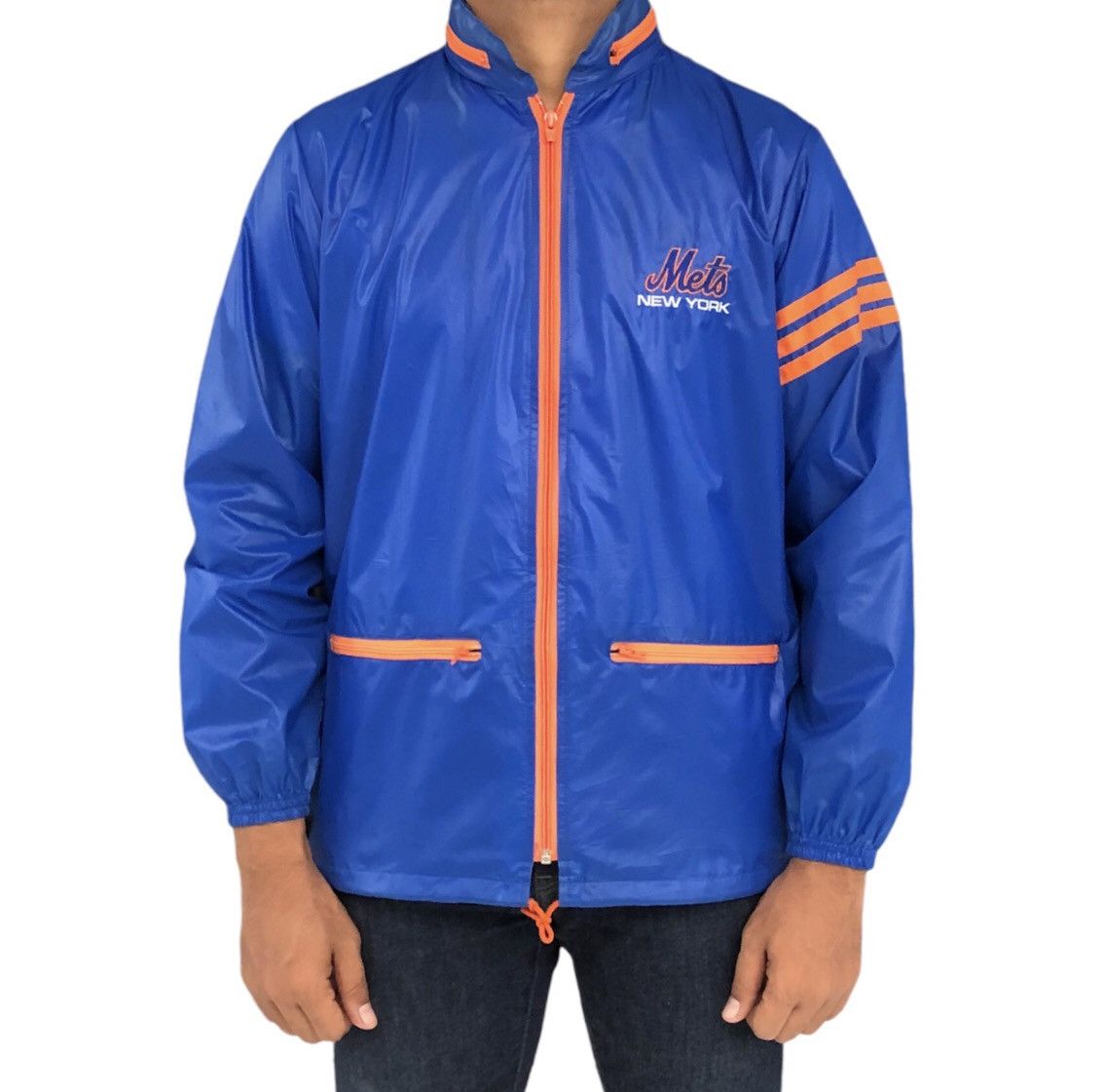 image of VTG Mets Ny Major League Baseball Nylon Windbreaker Jacket in Blue, Men's (Size Medium)