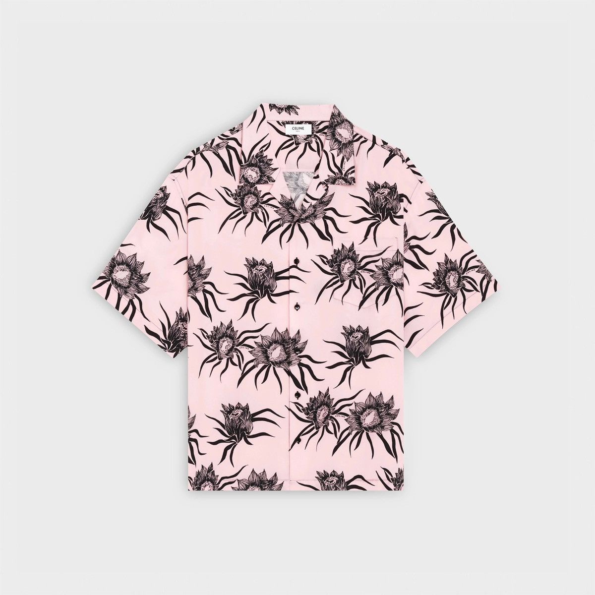 Celine × Hedi Slimane LOOSE HAWAIIAN SHIRT IN PRINTED VISCOSE PINK / BLACK Size US S / EU 44-46 / 1 - 1 Thumbnail