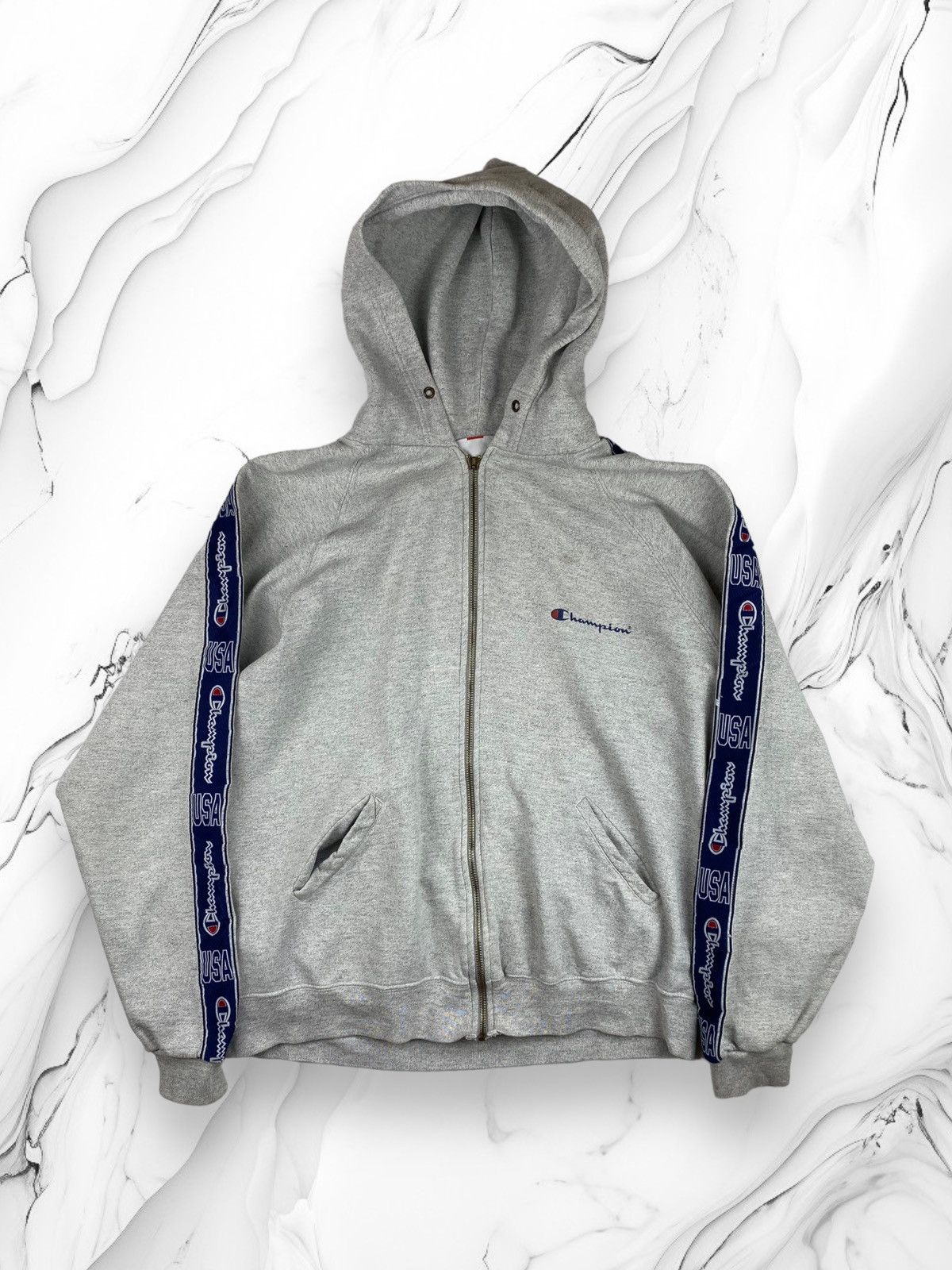Champion Vintage Champion USA Zip Hoodie drill y2k Size US L / EU 52-54 / 3 - 1 Thumbnail