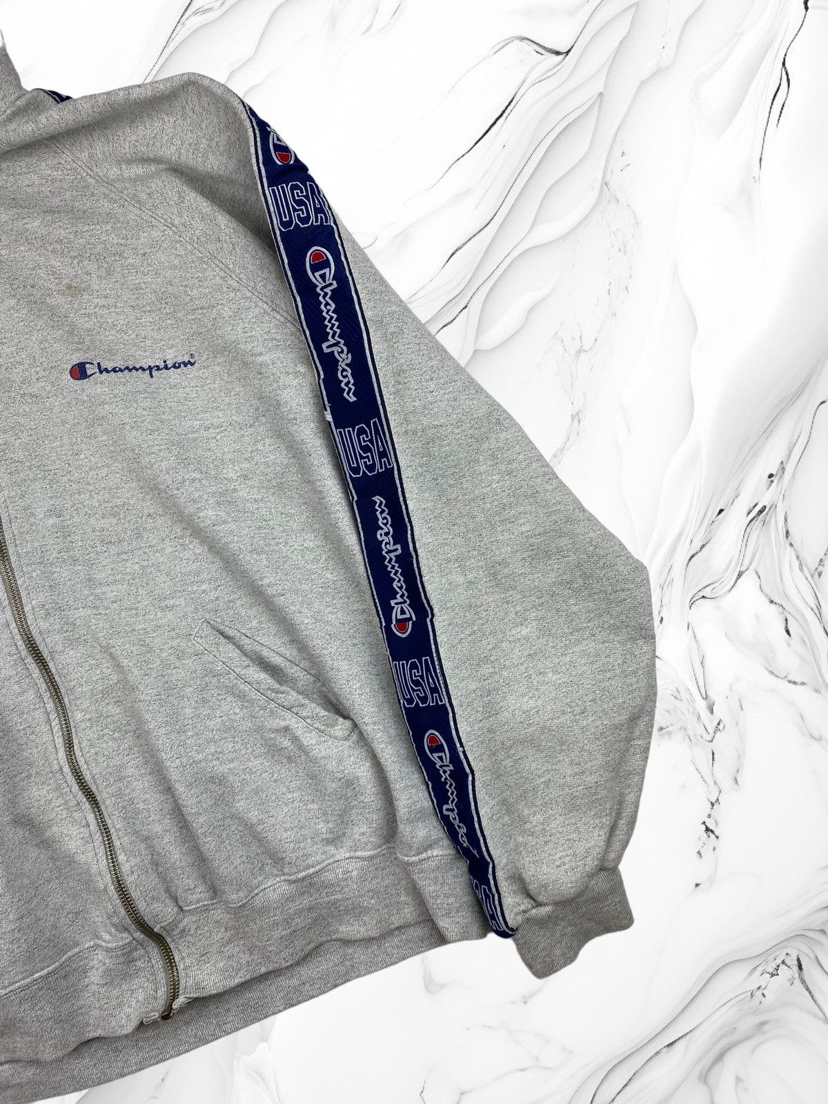 Champion Vintage Champion USA Zip Hoodie drill y2k Size US L / EU 52-54 / 3 - 3 Thumbnail