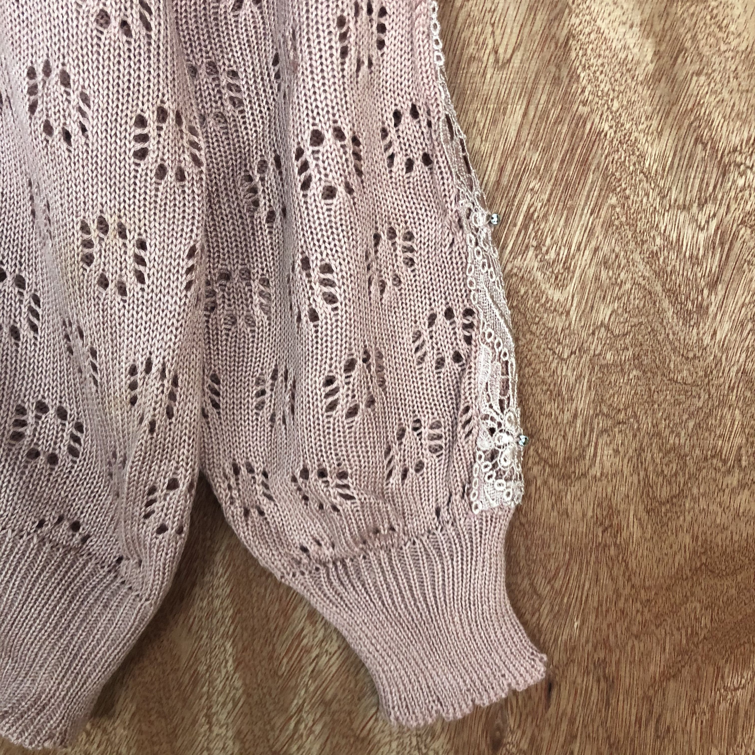 Vintage japan Brand Pink mesh net knit Cardigan #c463 Size M / US 6-8 / IT 42-44 - 3 Thumbnail