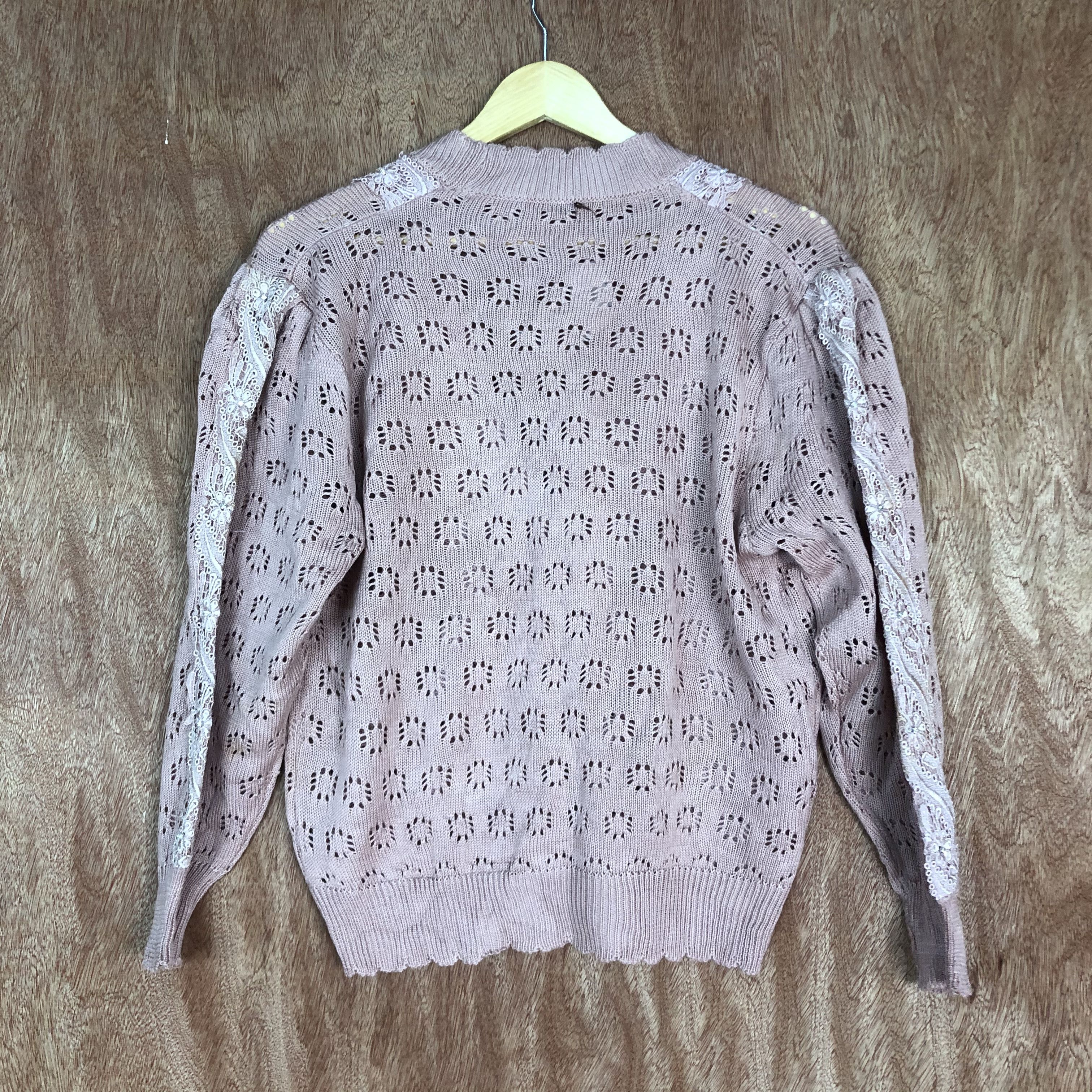 Vintage japan Brand Pink mesh net knit Cardigan #c463 Size M / US 6-8 / IT 42-44 - 8 Thumbnail