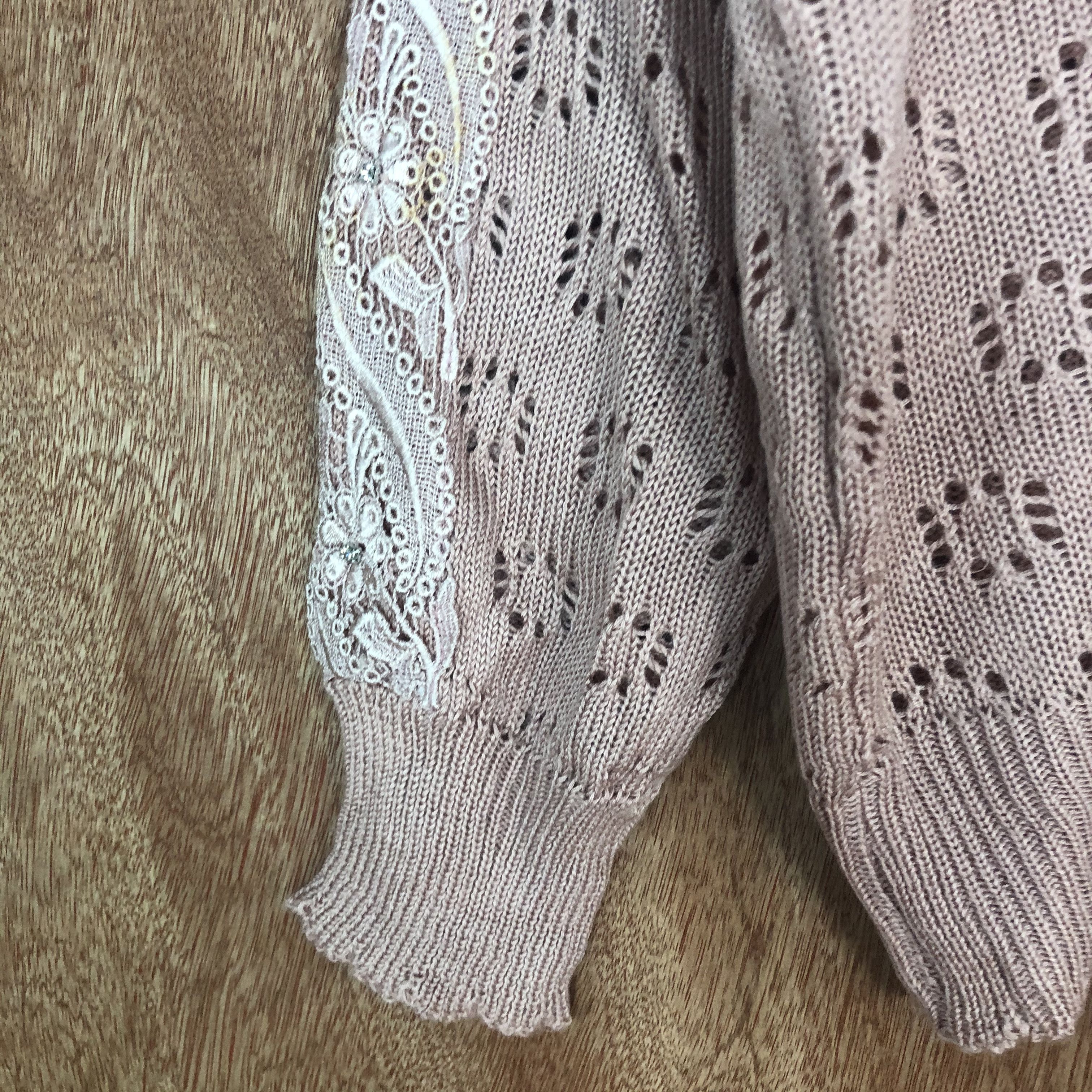 Vintage japan Brand Pink mesh net knit Cardigan #c463 Size M / US 6-8 / IT 42-44 - 6 Thumbnail
