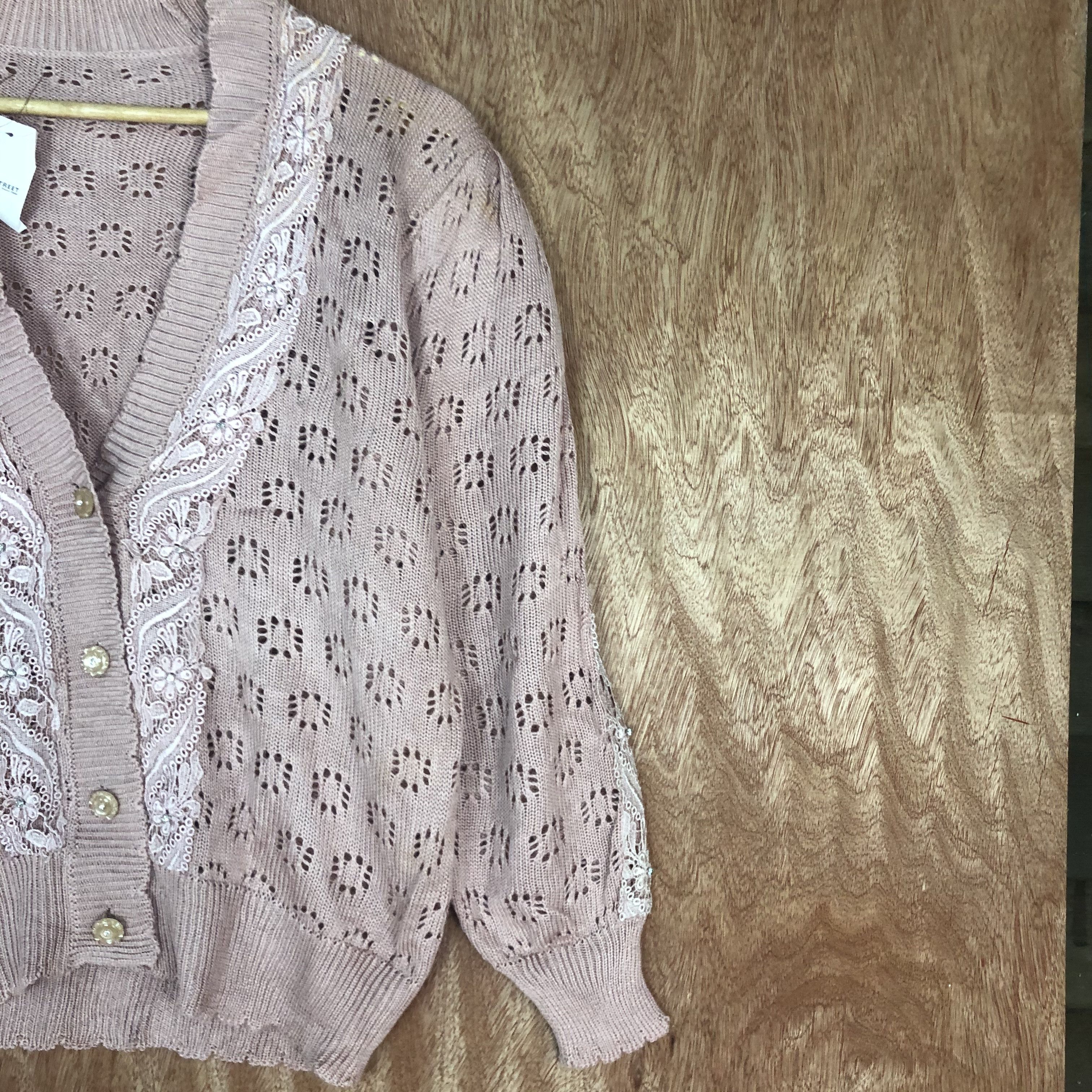Vintage japan Brand Pink mesh net knit Cardigan #c463 Size M / US 6-8 / IT 42-44 - 5 Thumbnail