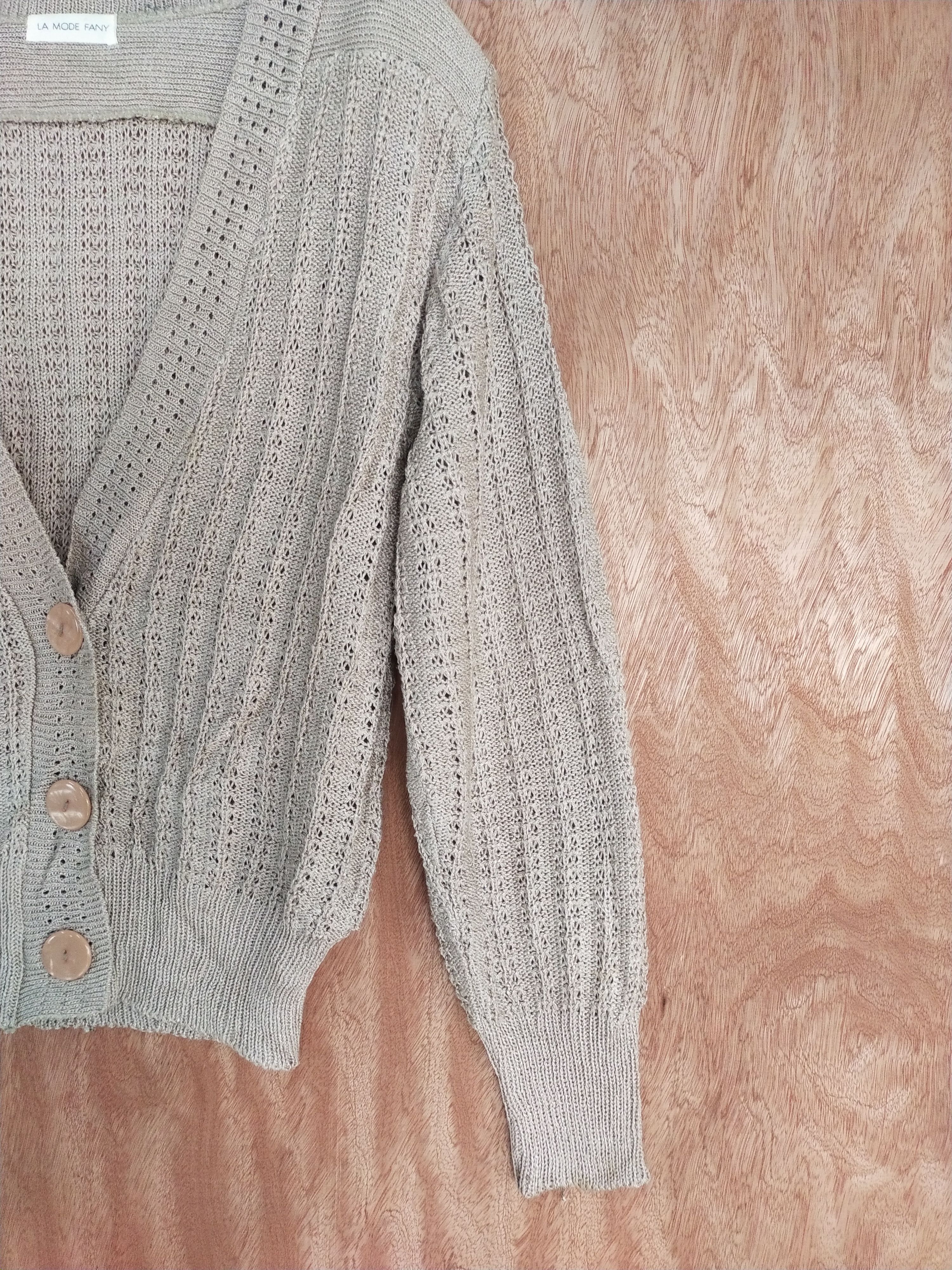 Vintage La Mode Fany cardigan light brown Knitwear #S097 Size US M / EU 48-50 / 2 - 3 Thumbnail