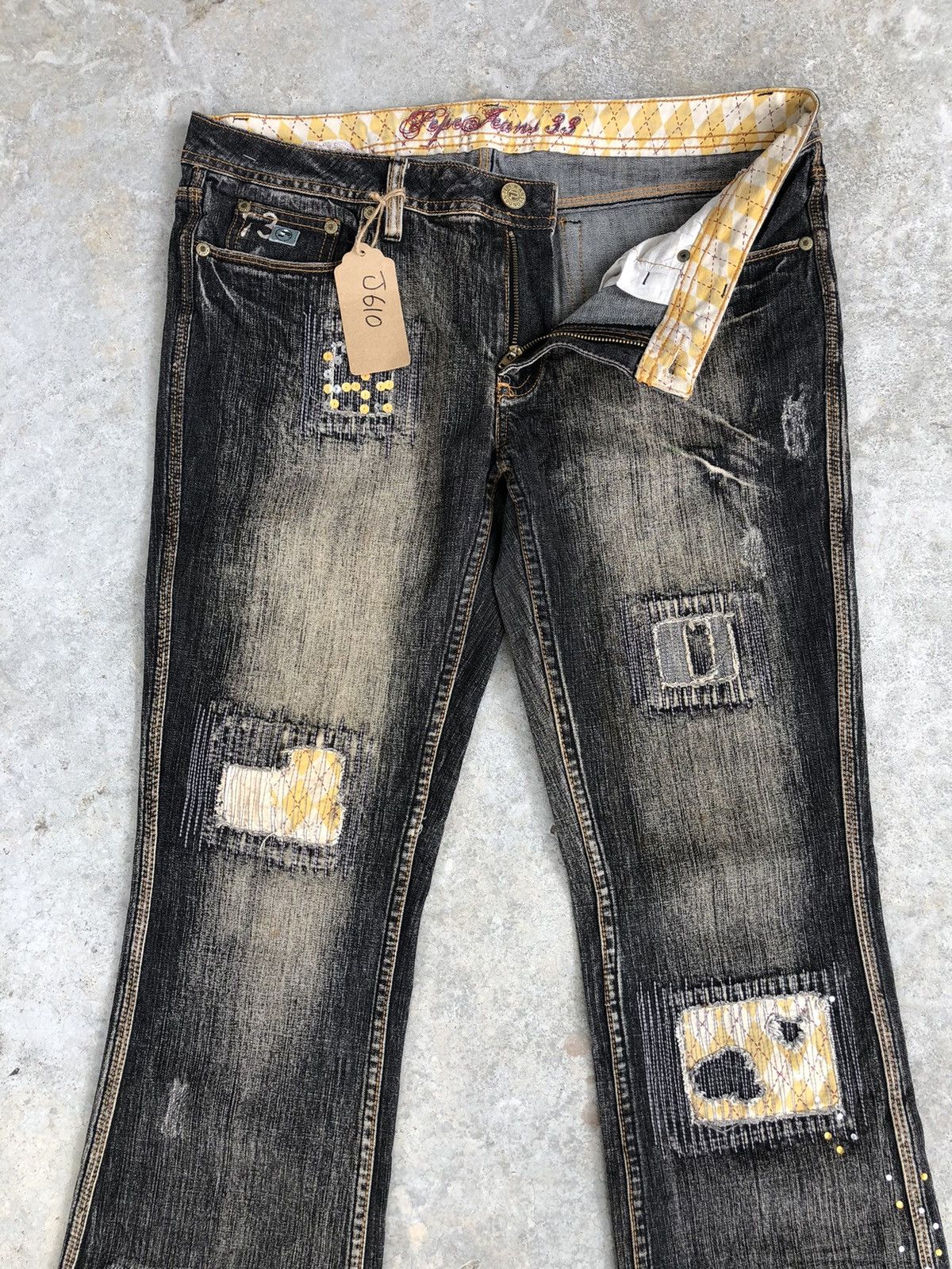 Pepe Jeans Pepe Flared Jeans Distressed Jeans Patchwork Jeans Boro Size US 36 / EU 52 - 5 Thumbnail