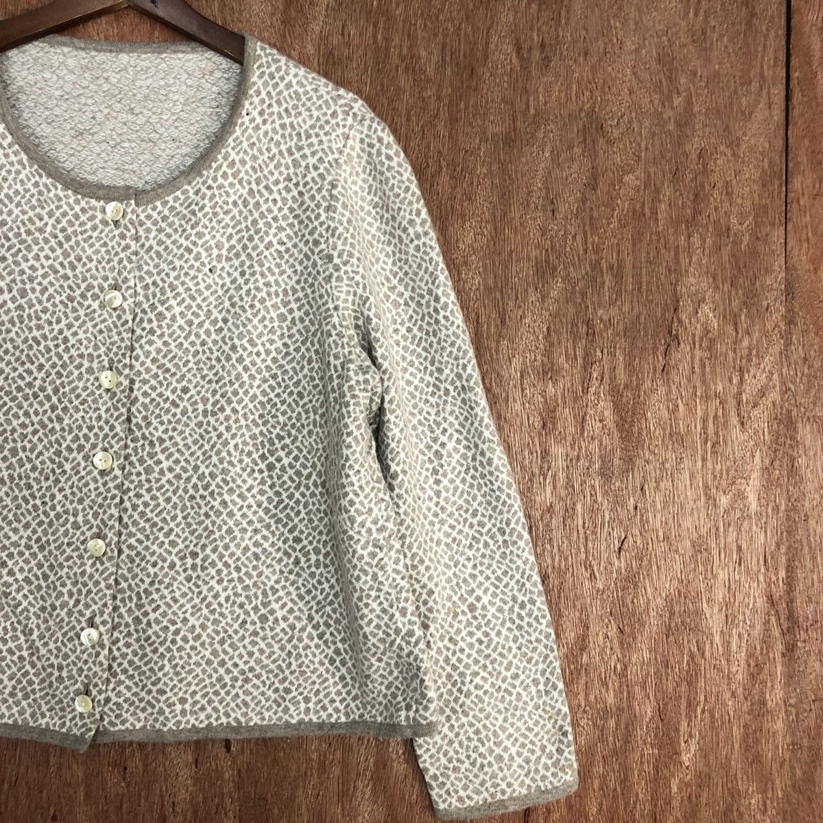 Homespun Knitwear DLL Leilian White Brown Knitwear cardigan #c582 Size M / US 6-8 / IT 42-44 - 5 Thumbnail