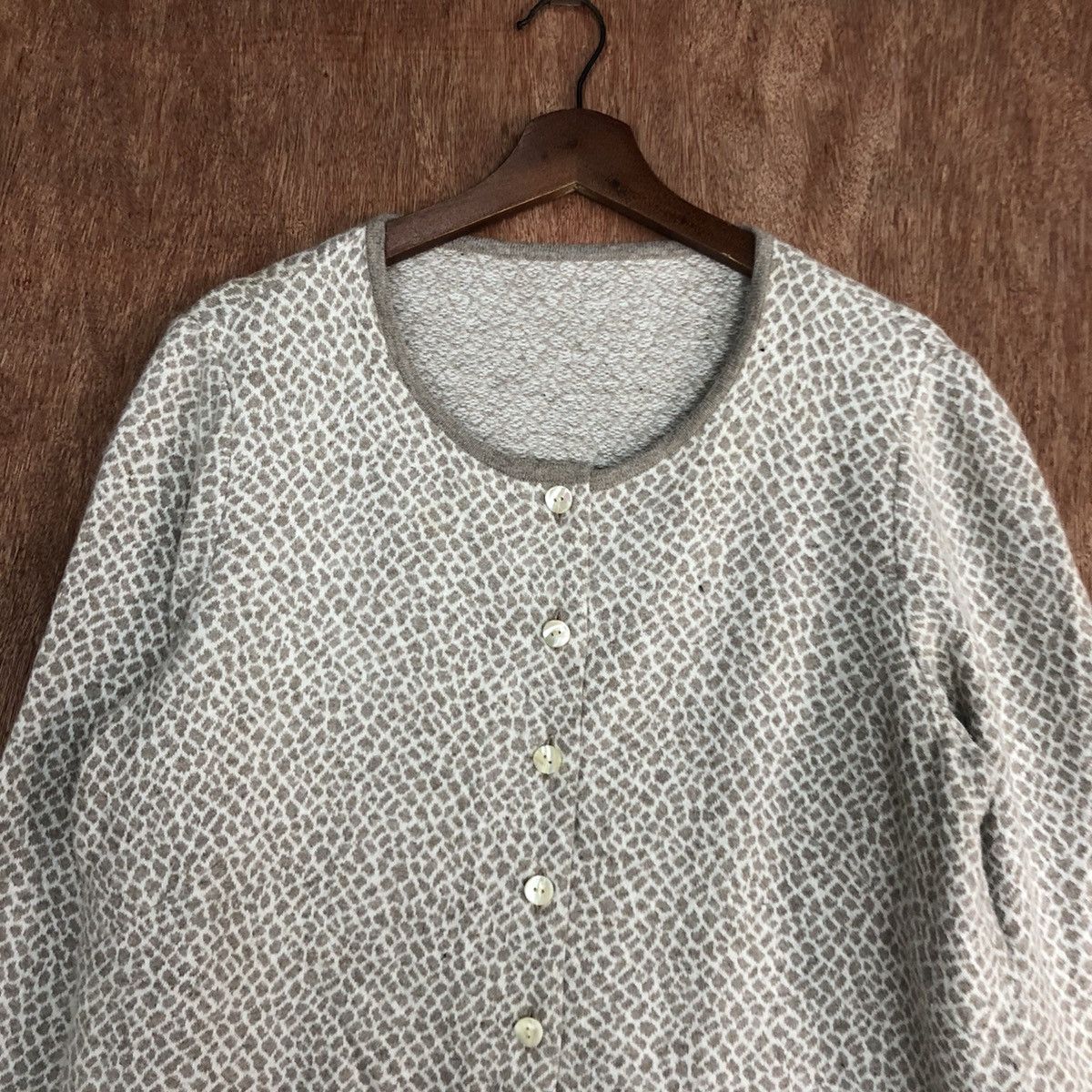 Homespun Knitwear DLL Leilian White Brown Knitwear cardigan #c582 Size M / US 6-8 / IT 42-44 - 8 Thumbnail