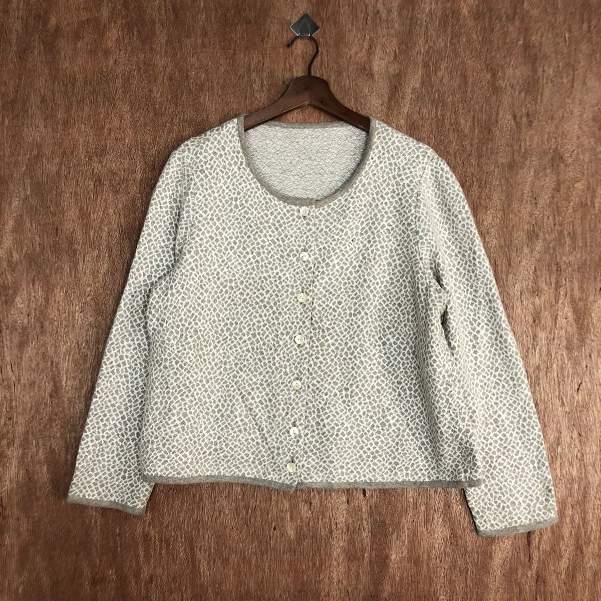 Homespun Knitwear DLL Leilian White Brown Knitwear cardigan #c582 Size M / US 6-8 / IT 42-44 - 1 Thumbnail