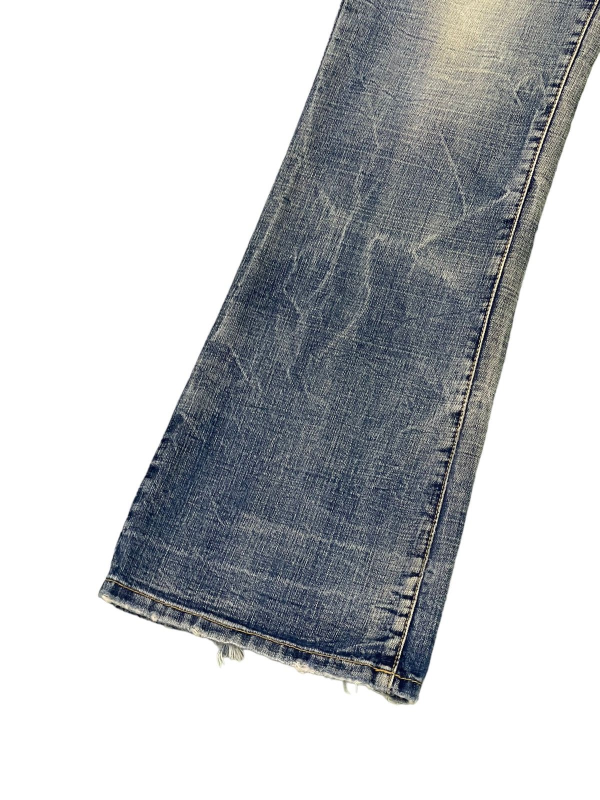 Japanese Brand Flare Jeans Ozz Pinball Distress Acid Wash Low Rise 3🟦6 Size US 32 / EU 48 - 5 Thumbnail