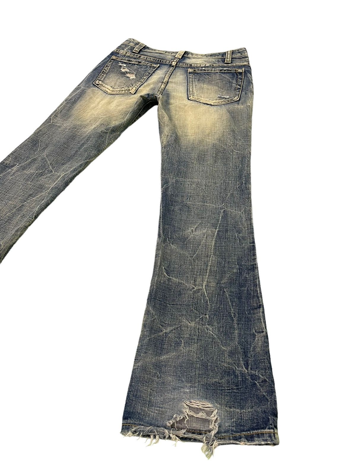 Japanese Brand Flare Jeans Ozz Pinball Distress Acid Wash Low Rise 3🟦6 Size US 32 / EU 48 - 13 Thumbnail