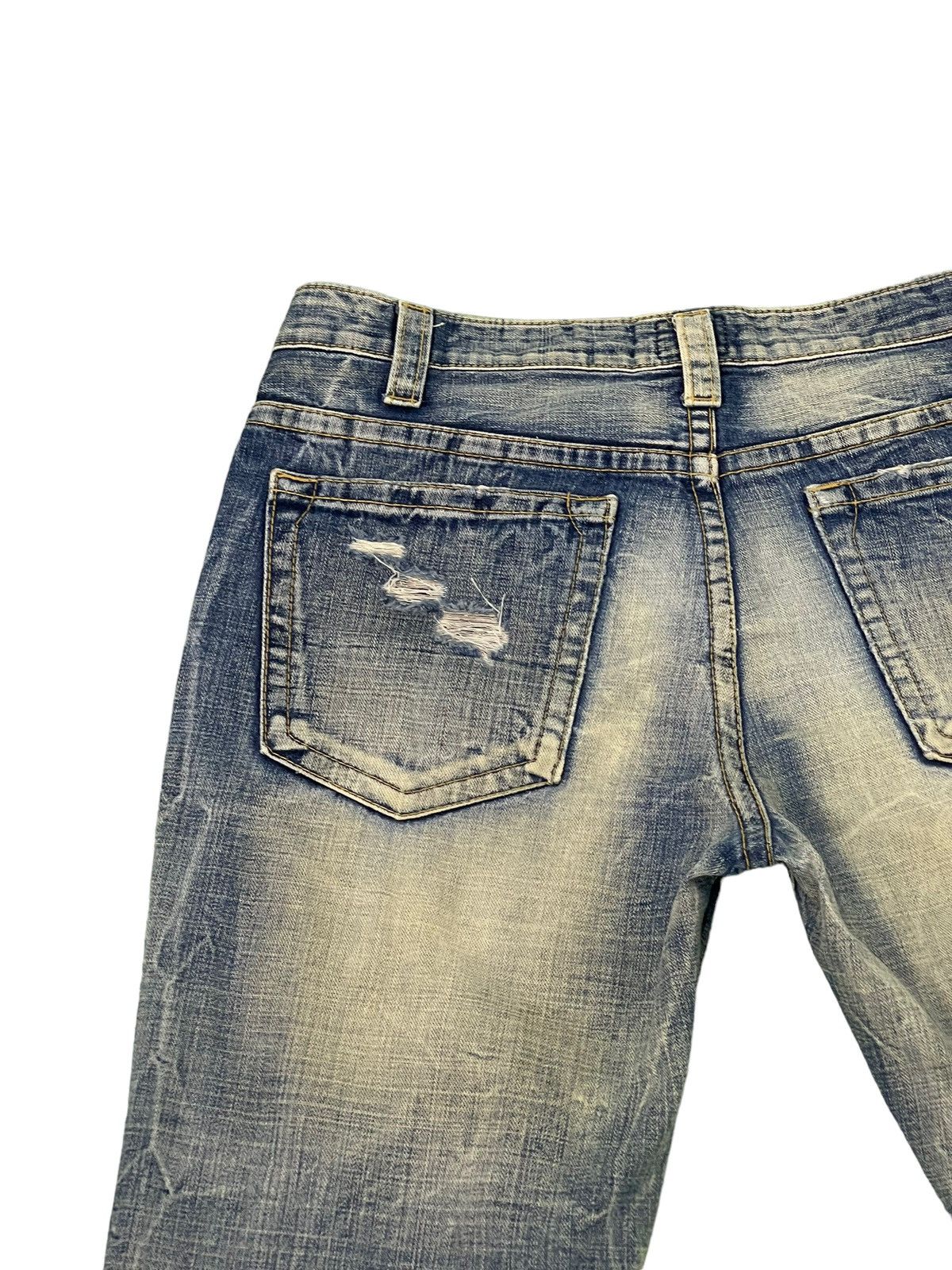 Japanese Brand Flare Jeans Ozz Pinball Distress Acid Wash Low Rise 3🟦6 Size US 32 / EU 48 - 18 Thumbnail